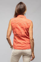 June Sleeveless Linen-Cotton Snap Shirt In Tomato - AXEL'S