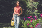 June Sleeveless Linen-Cotton Snap Shirt In Tomato - AXEL'S