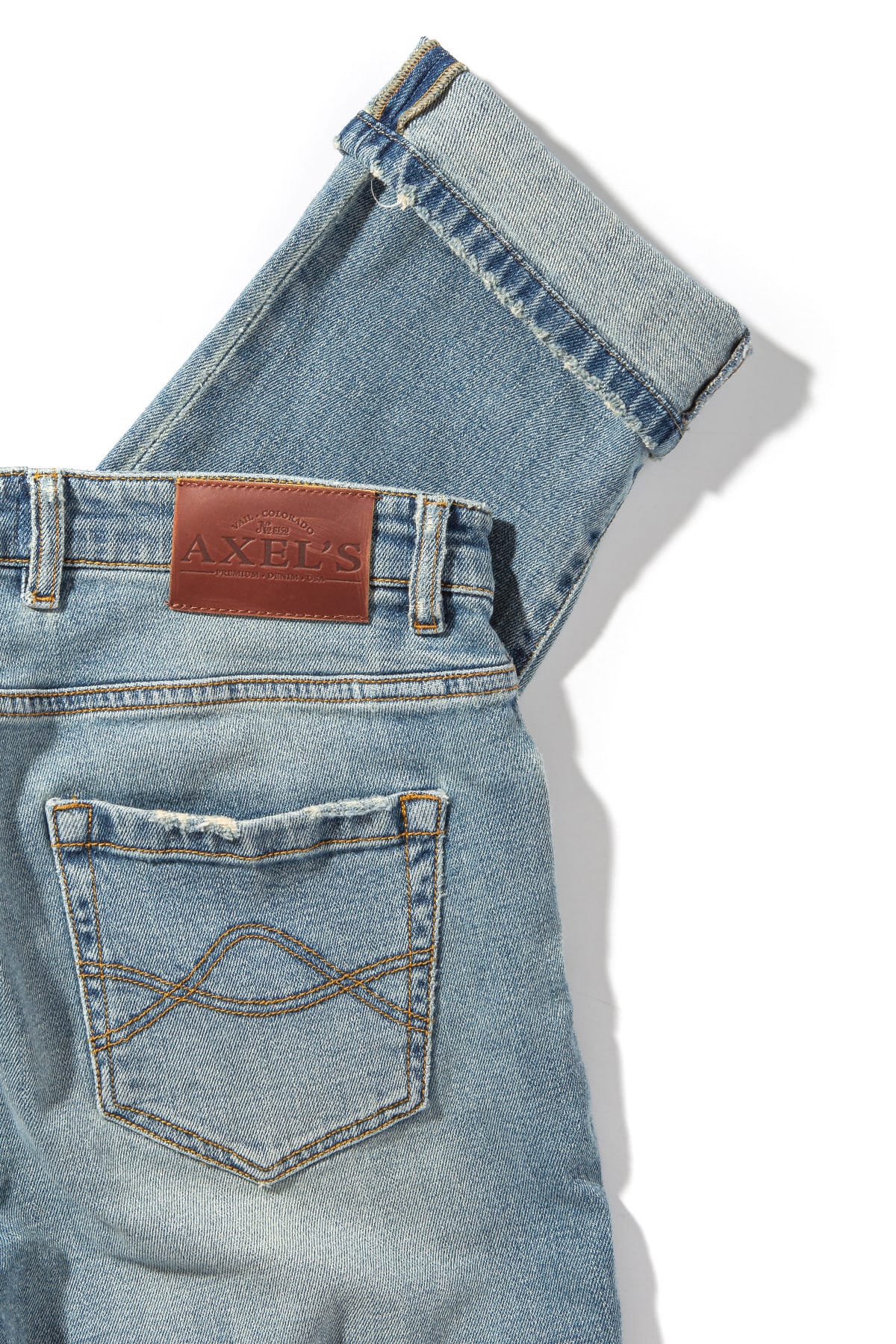 Kingman Denim In Light Wash Gold Stitch - AXEL'S