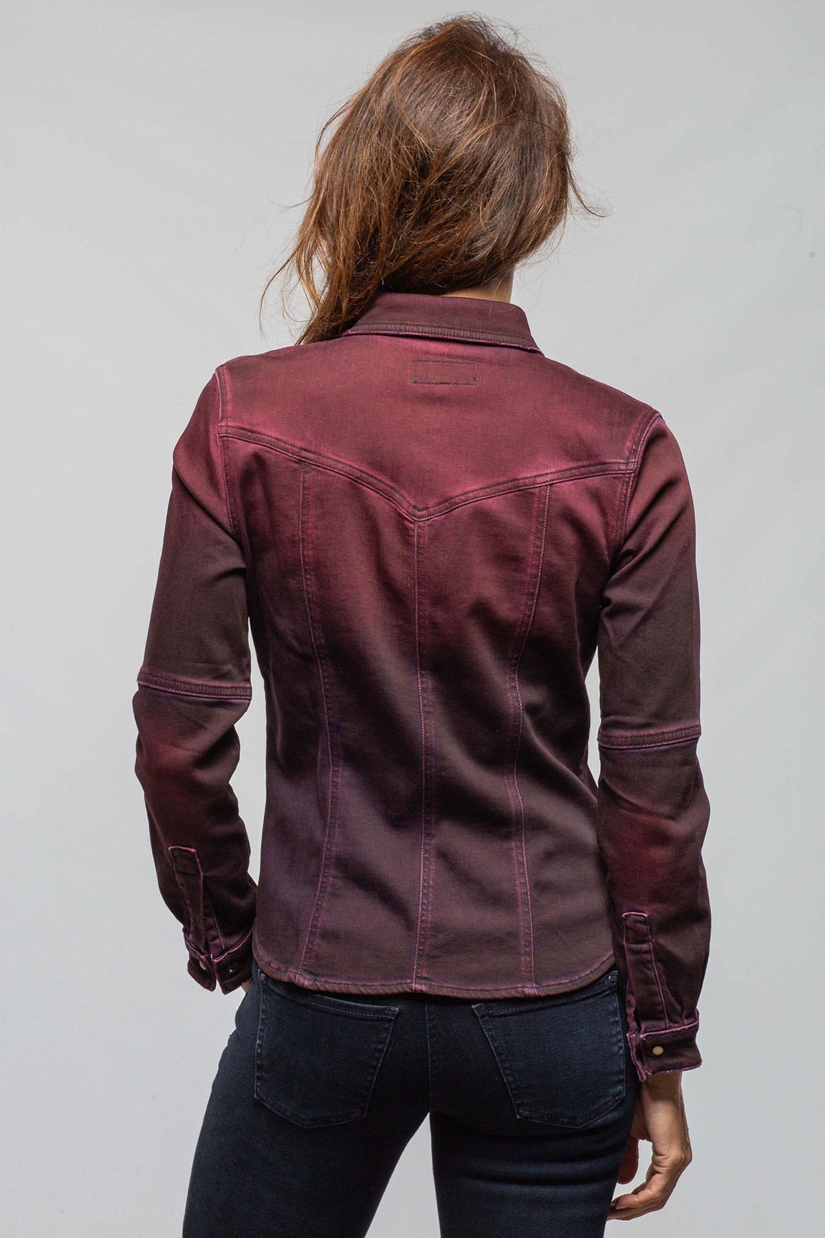 Maddi Fitted Western Snap Shirt In Bordeaux Over Dye - AXEL'S