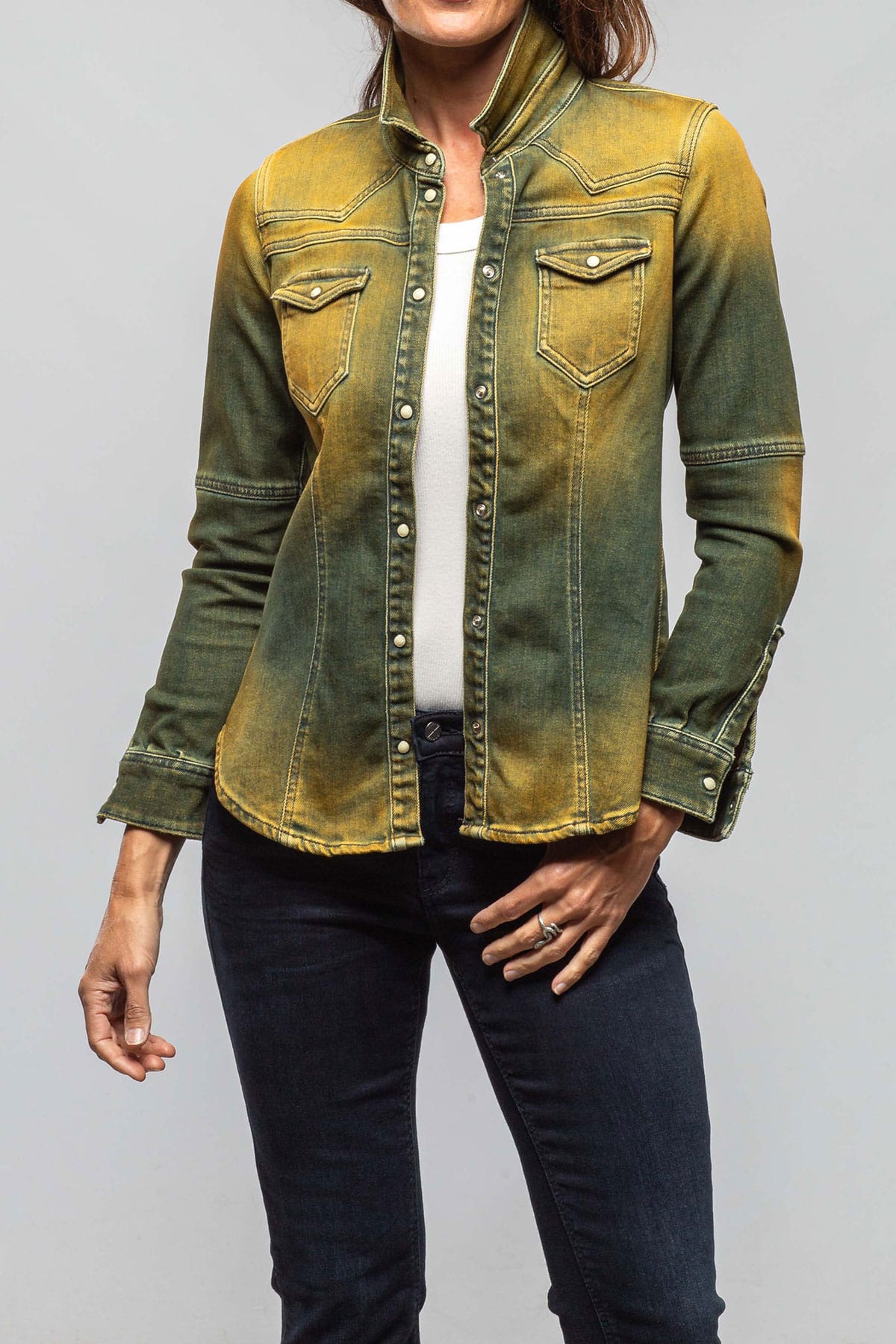 Maddi Fitted Western Snap Shirt In Marigold - AXEL'S