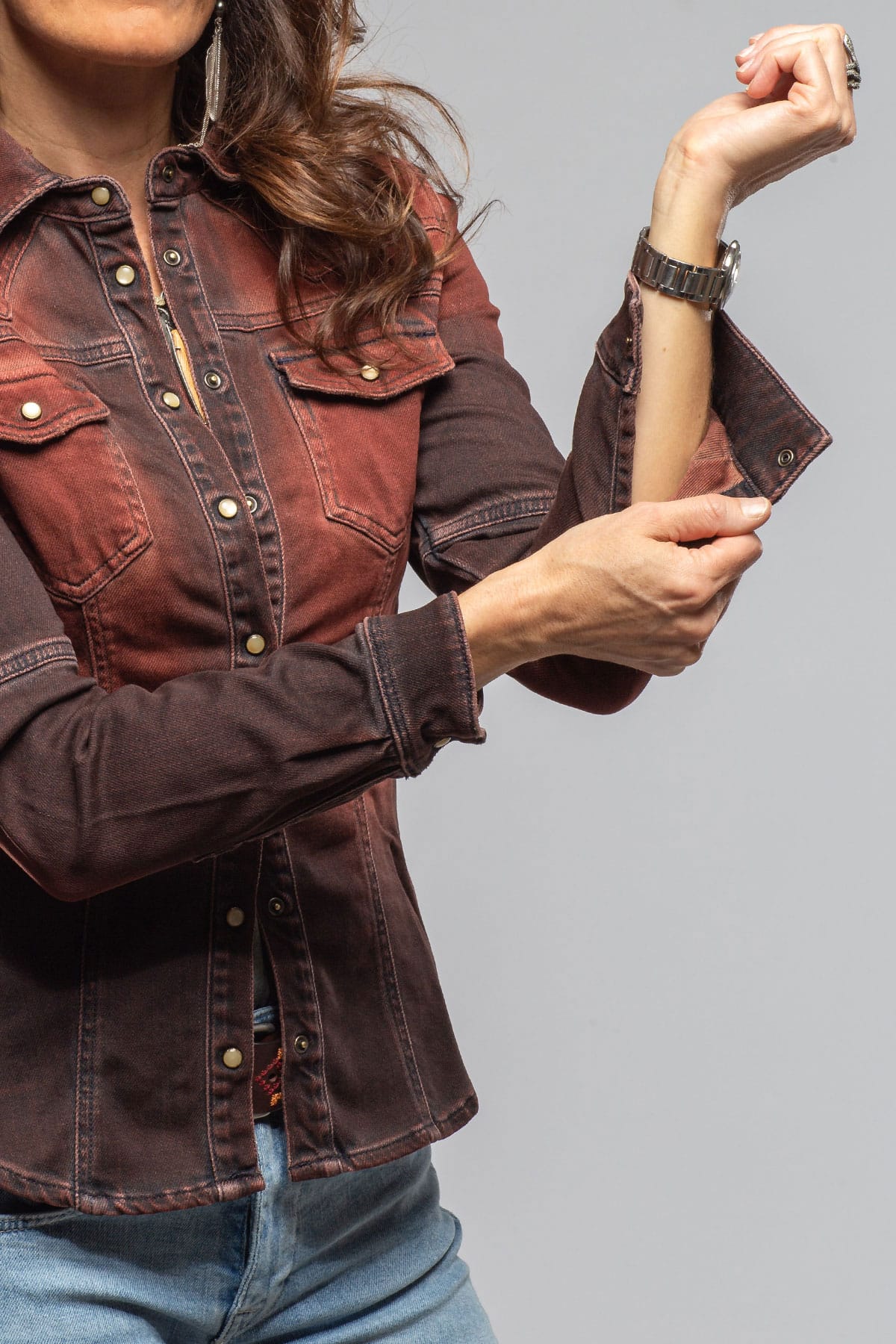 Maddi Fitted Western Snap Shirt In Ruggine Over Dye - AXEL'S
