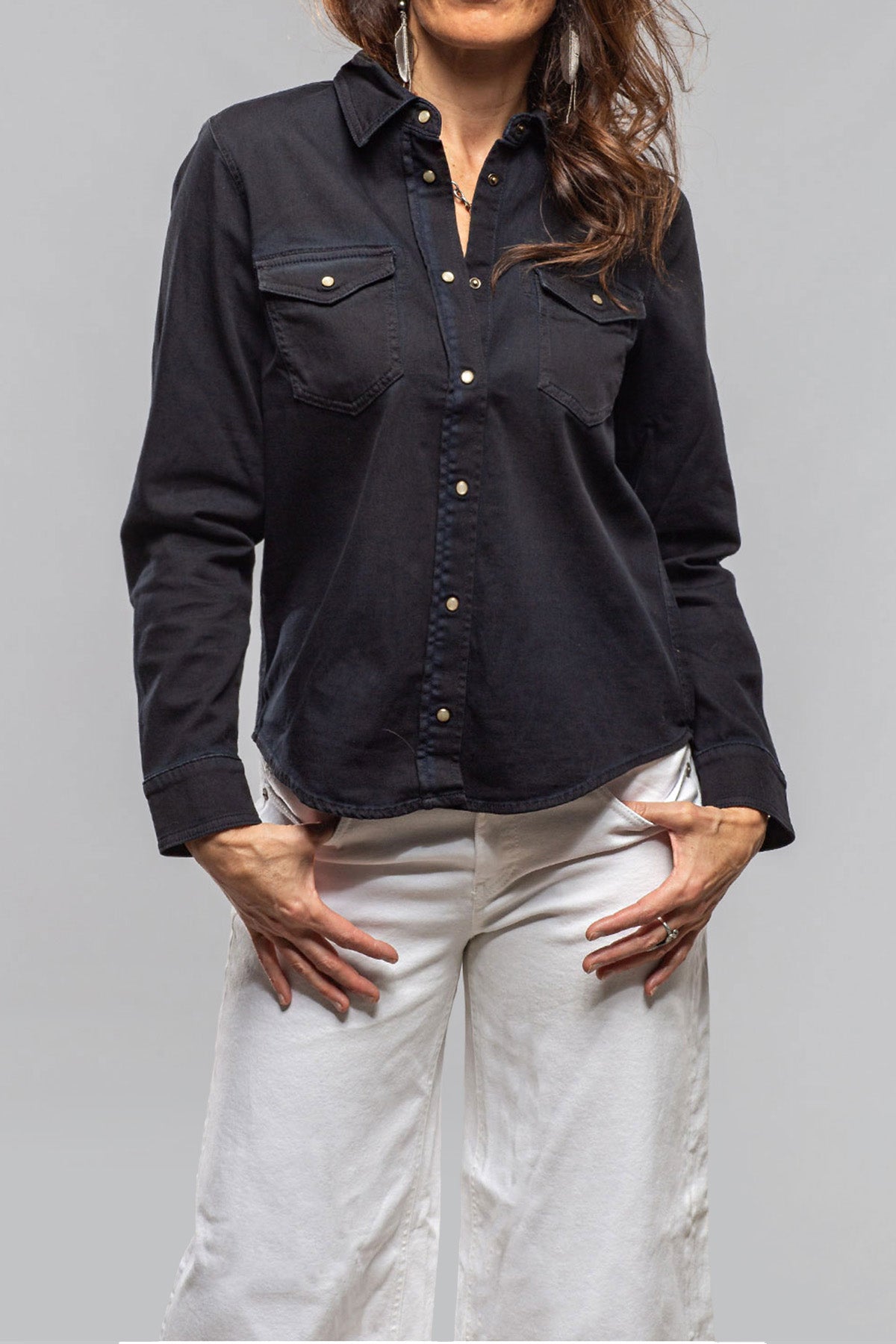 Ricky Western Chambray Shirt In Blue/Black Overdye - AXEL'S