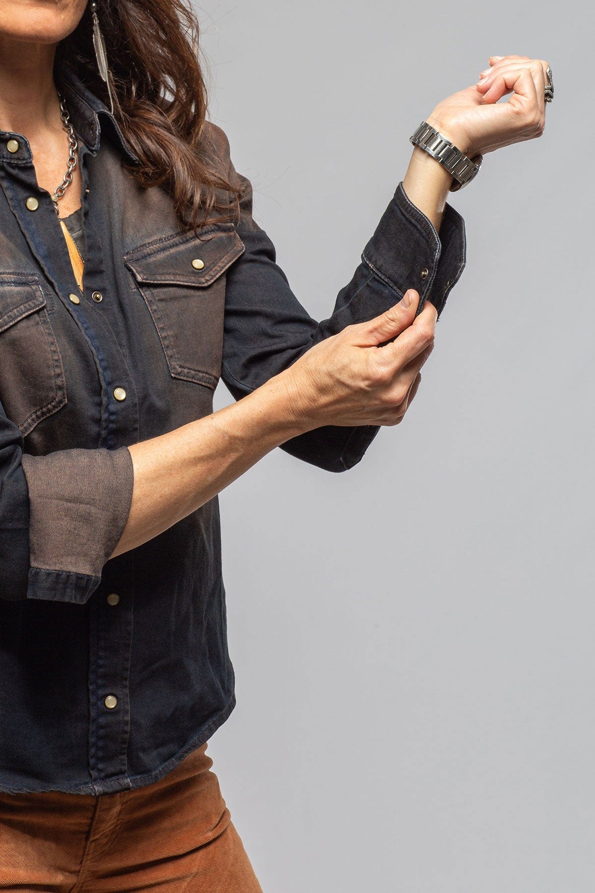 Ricky Western Chambray Shirt In Desert Overdye - AXEL'S