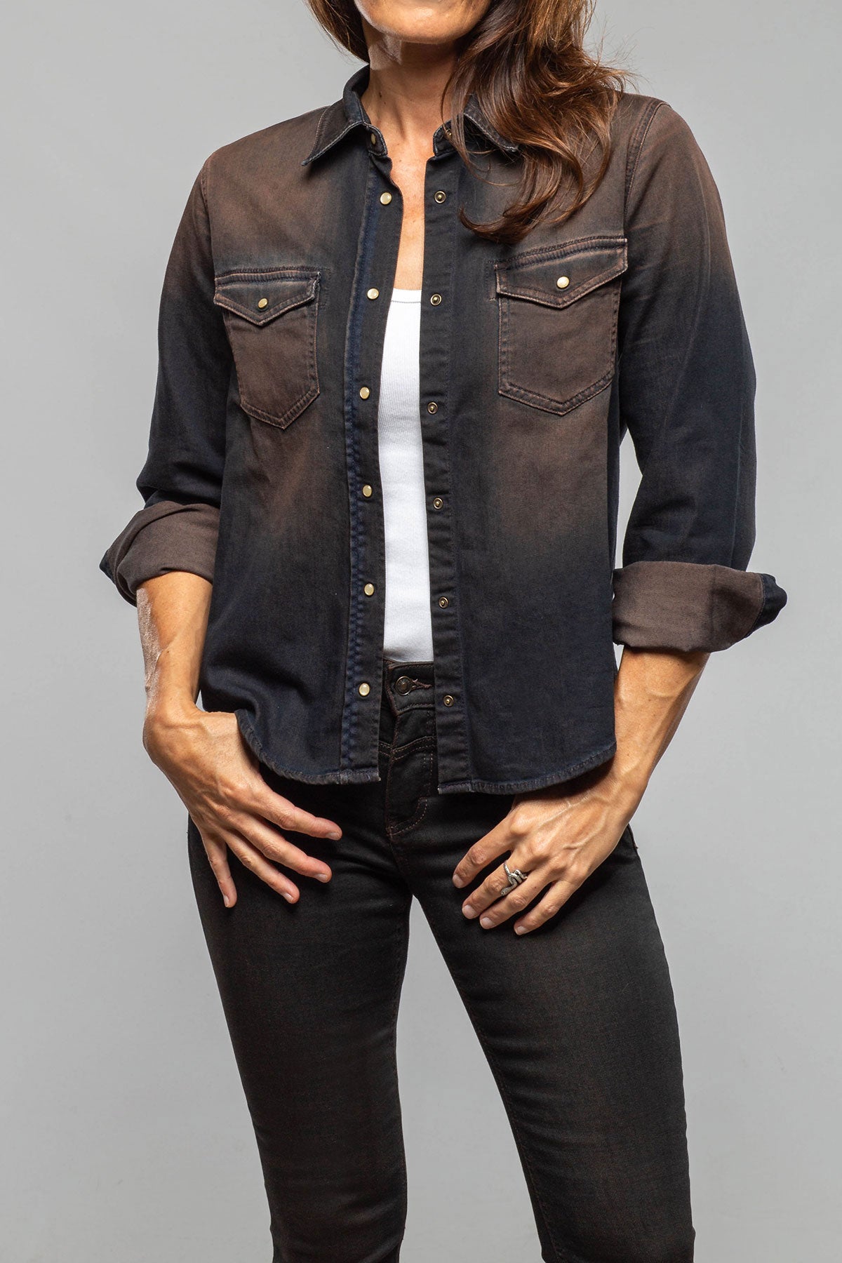 Ricky Western Chambray Shirt In Desert Overdye - AXEL'S