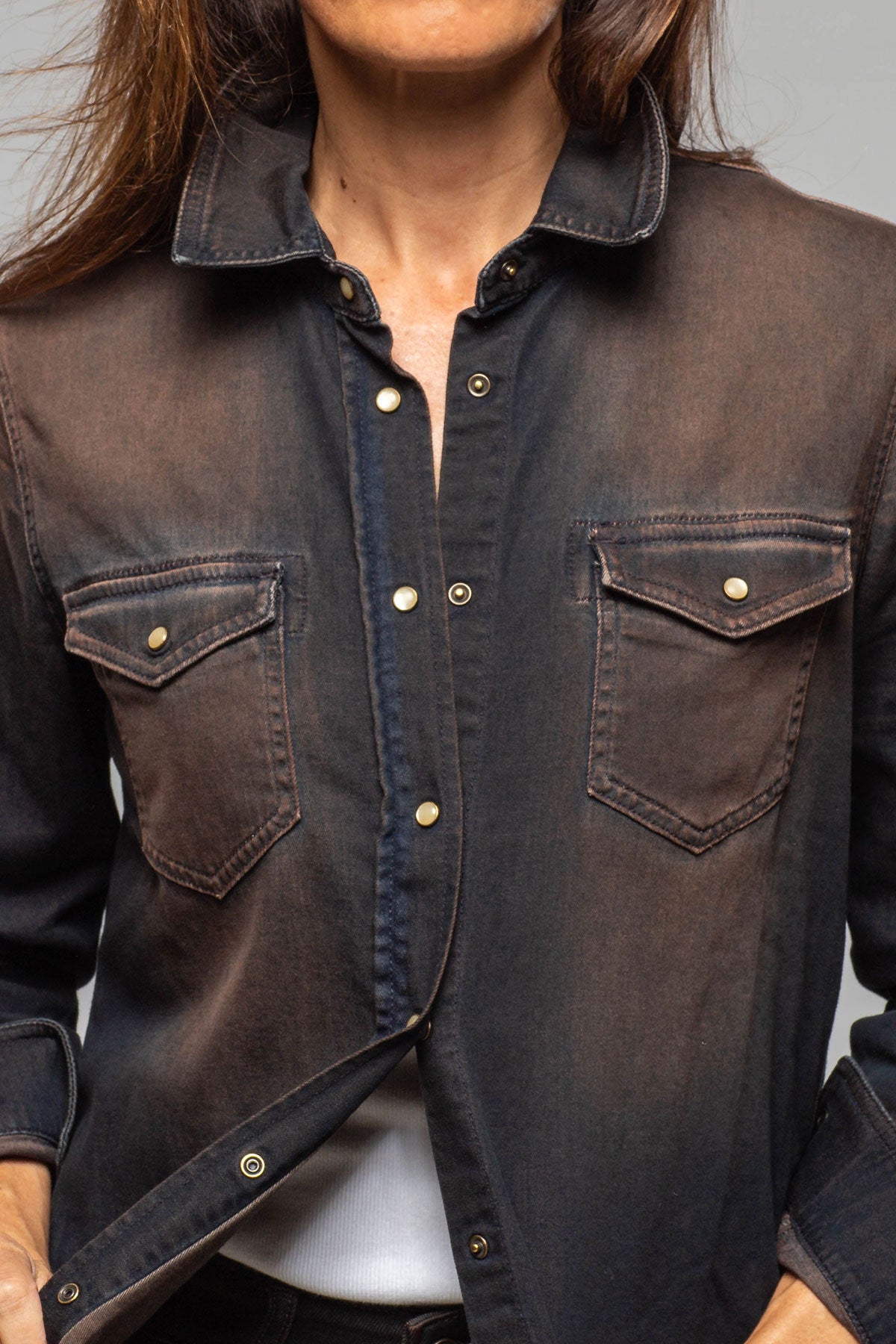 Ricky Western Chambray Shirt In Desert Overdye - AXEL'S