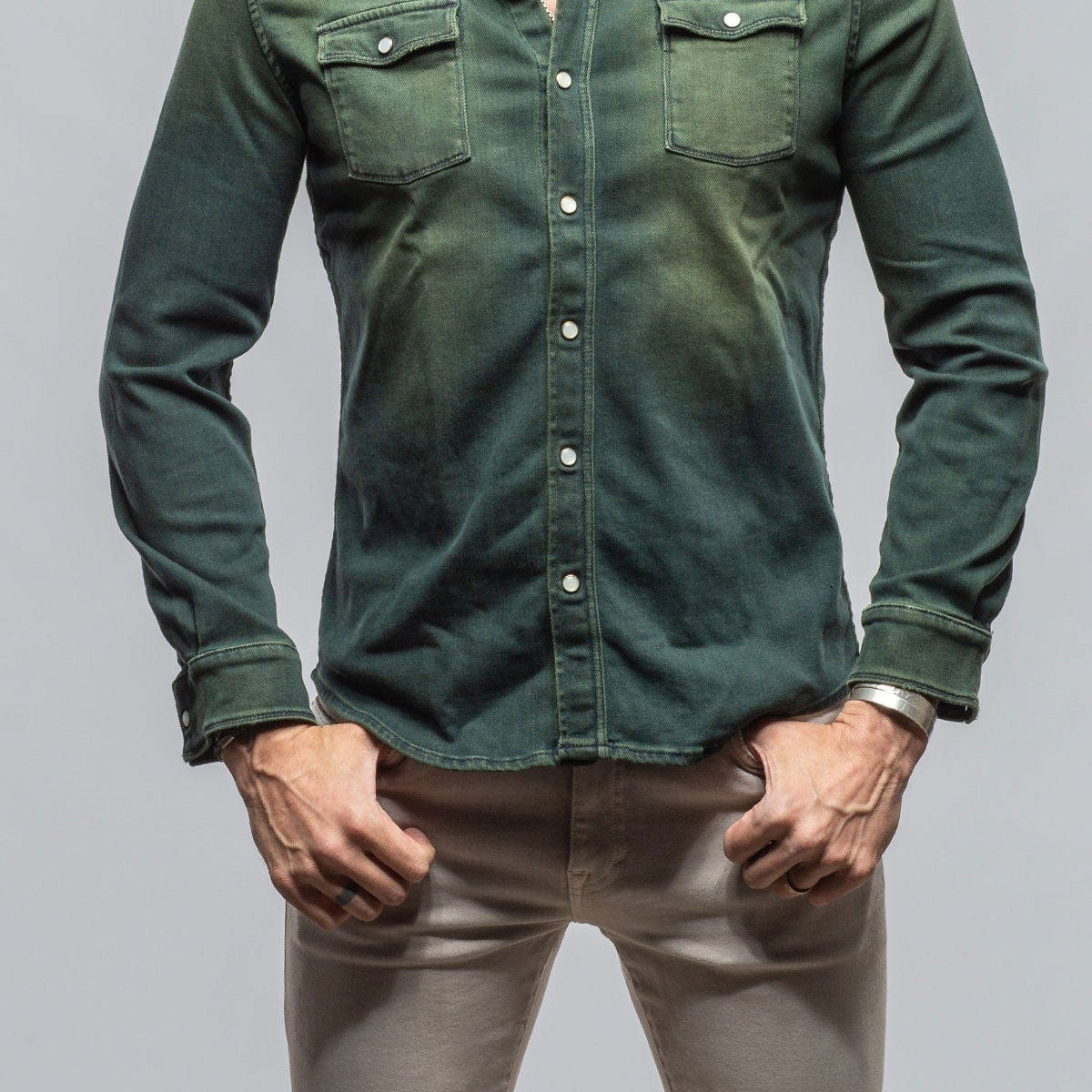 avocado dress shirt Axel's Roper Snap Shirt in Avocado, Avocado / 4XL