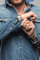 Roper Over-Dyed Western Snap Shirt In Mid Blue - AXEL'S