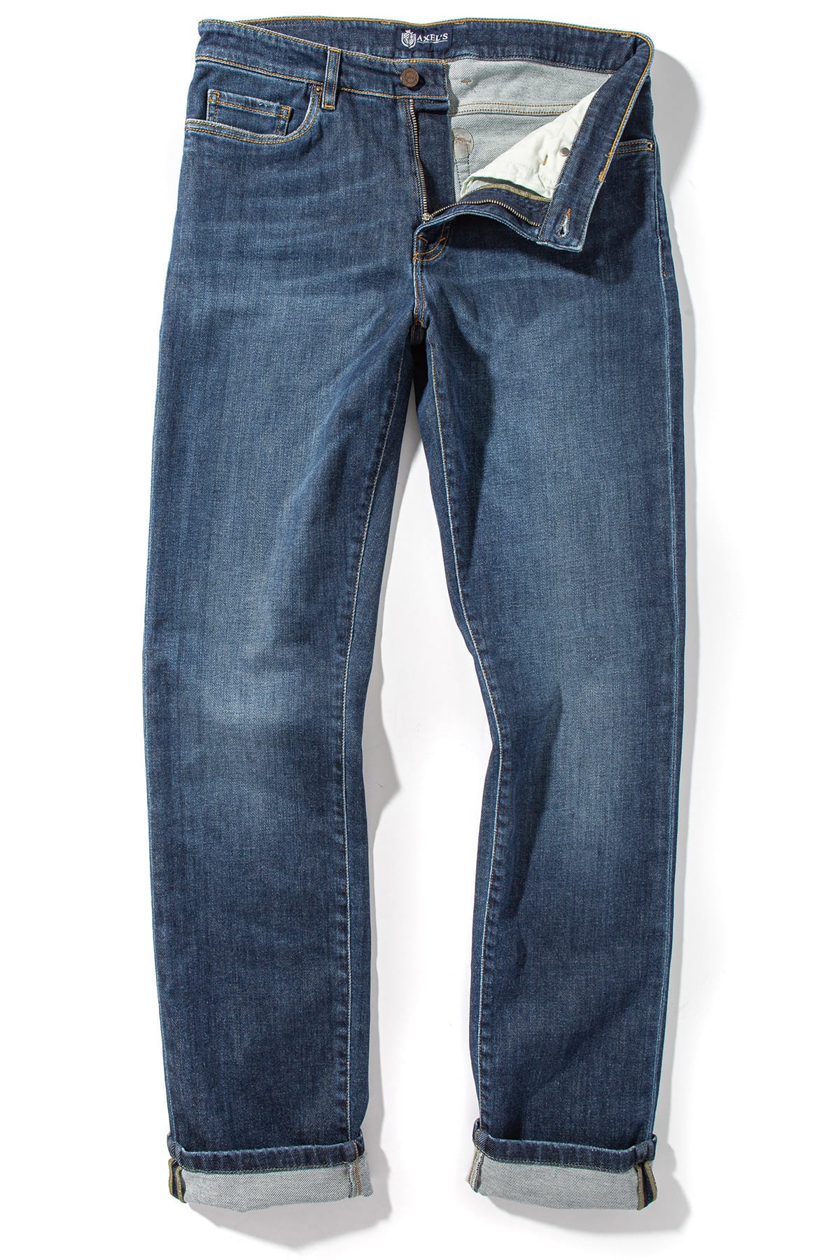 Sedona Denim In Dark Blue Gold Stitch - AXEL'S