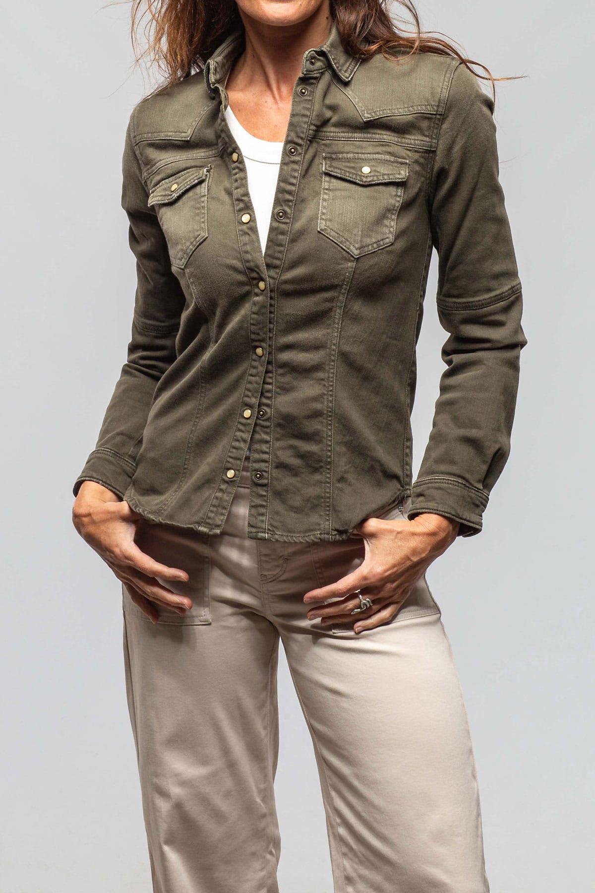 Axel's Premium Denim Sweetwater Denim Shirt In Army Green | Axel's