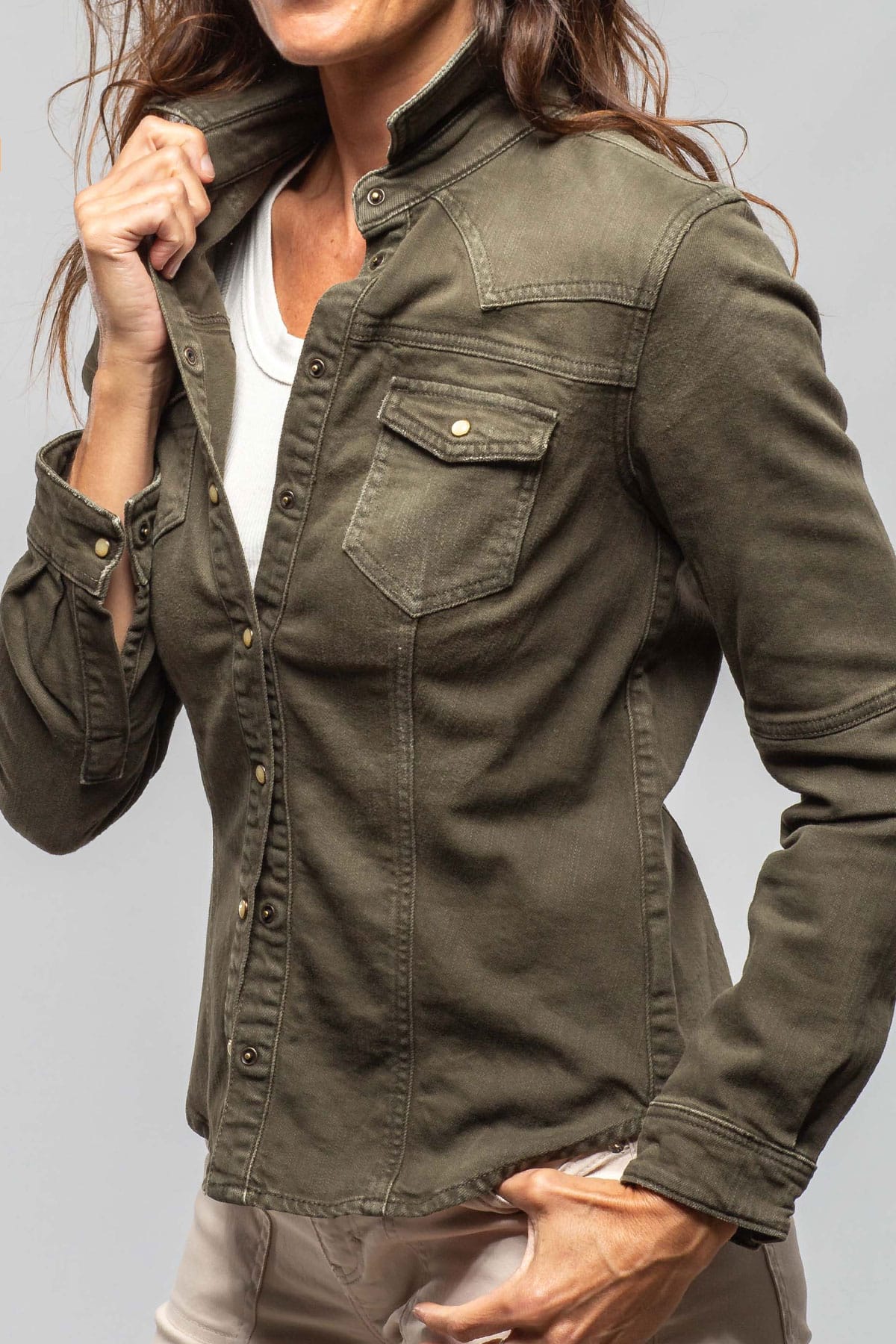Sweetwater Denim Shirt In Army Green - AXEL'S