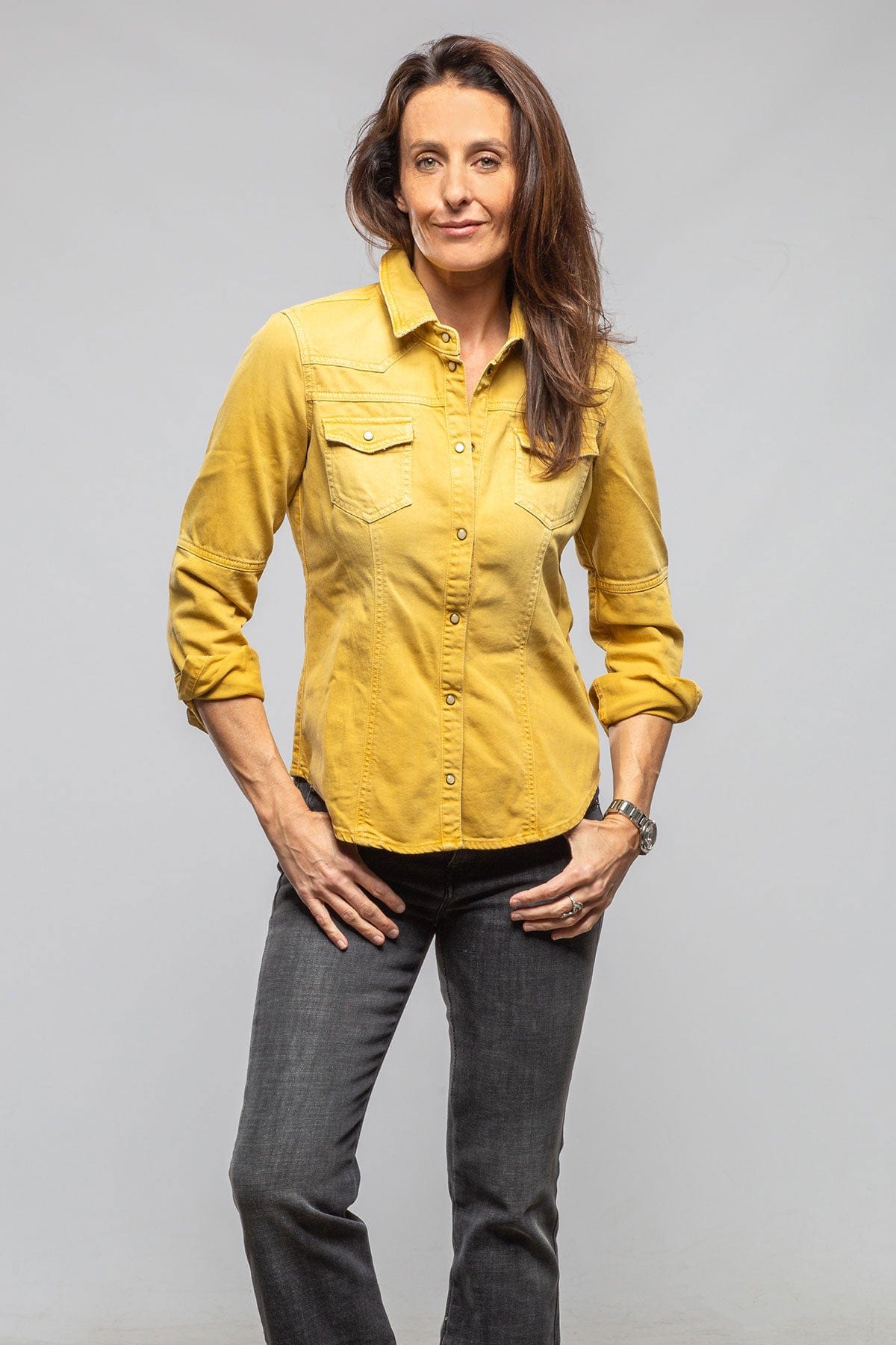 Axel's Premium Denim Sweetwater Denim Shirt In Curcuma Ladies - Snap Shirts