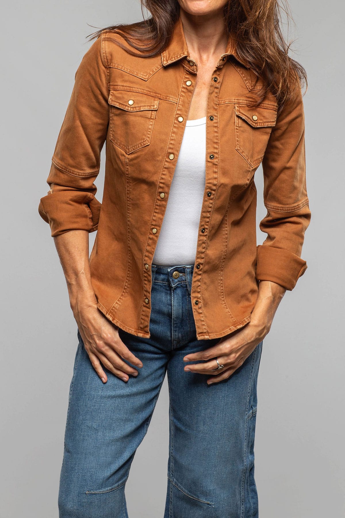 Axel's Premium Denim Sweetwater Denim Shirt In Ruggine Ladies - Snap Shirts