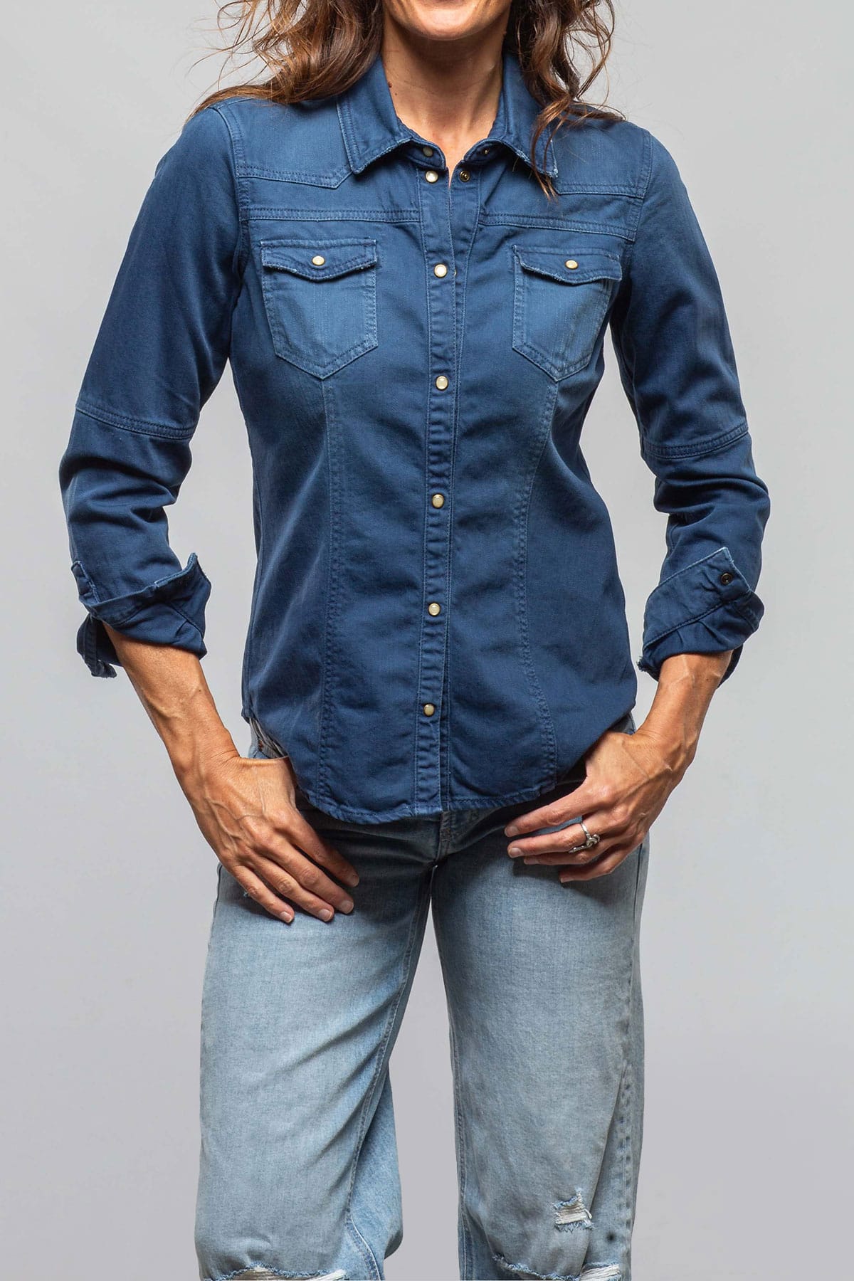 Sweetwater Denim Snap Shirt In Indaco - AXEL'S