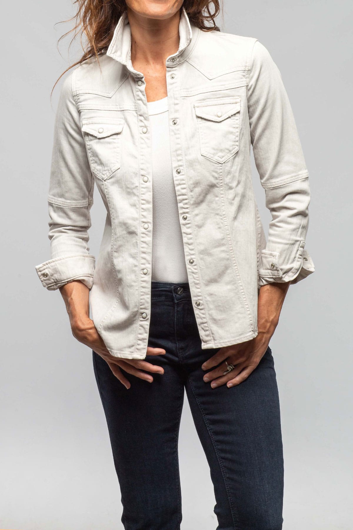 Axel's Premium Denim Sweetwater Stone Wash Denim Shirt In Sasso | Ladies - Snap Shirts