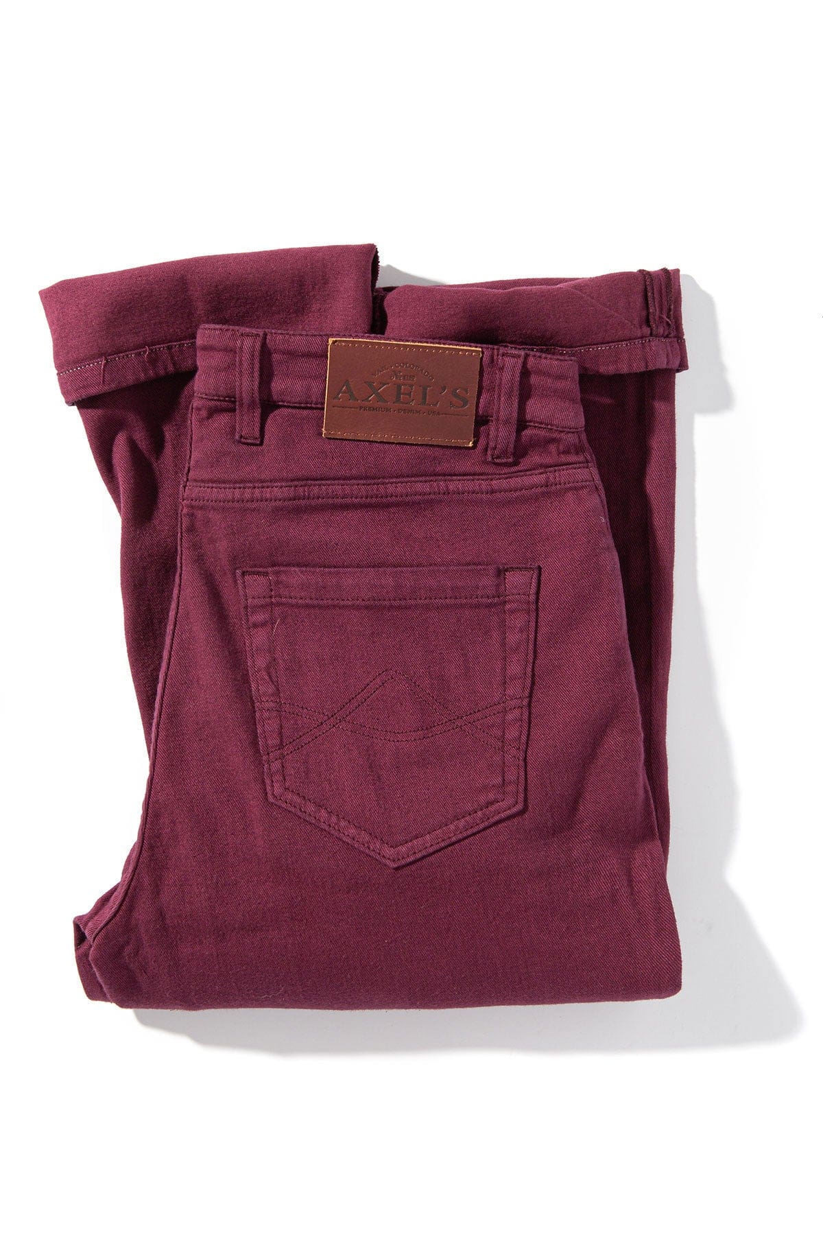 Axel's Premium Denim Winslow Cashmere Trouser In Bordeaux Mens - Pants - 5 Pocket