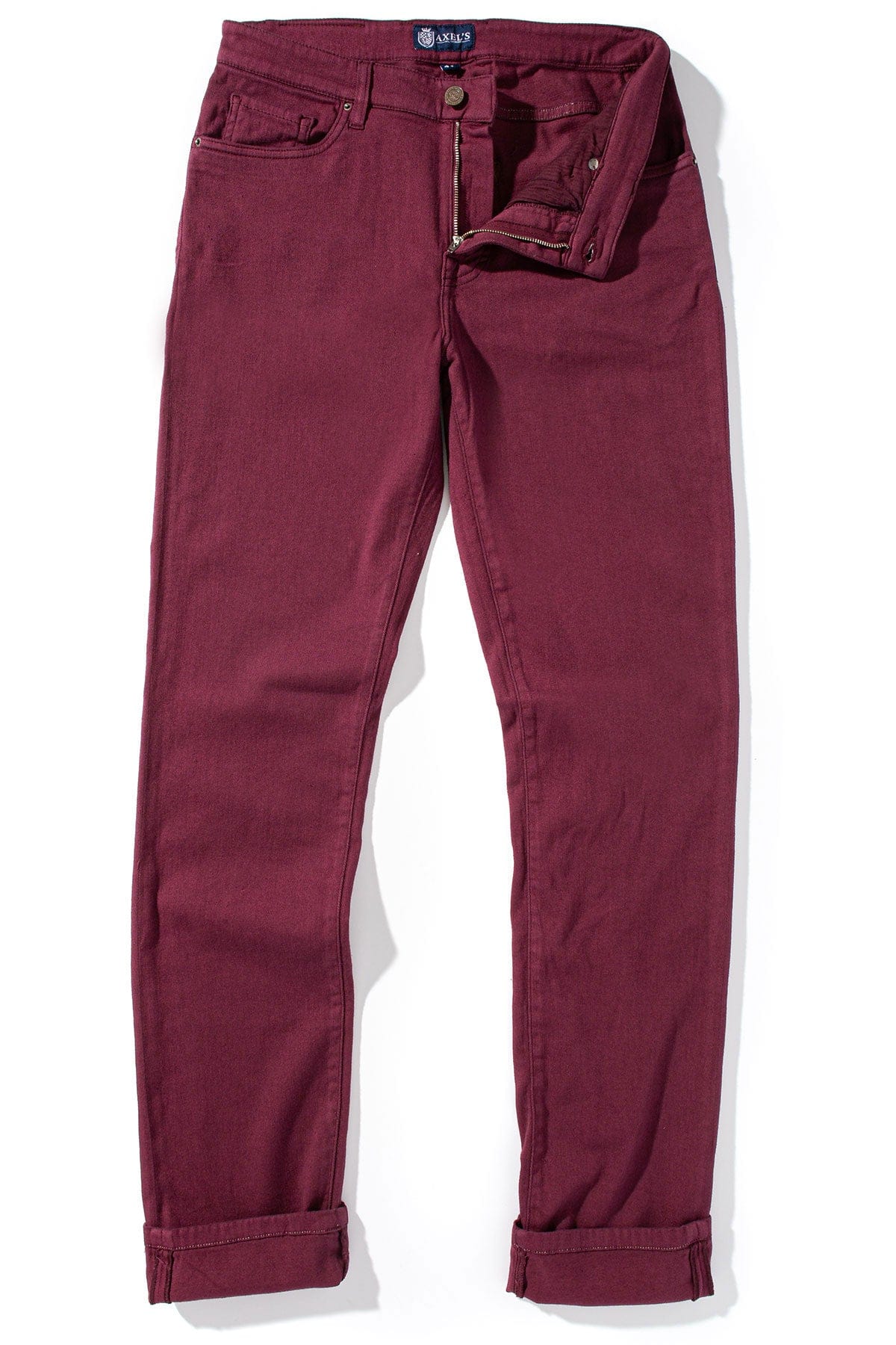 Axel's Premium Denim Winslow Cashmere Trouser In Bordeaux Mens - Pants - 5 Pocket