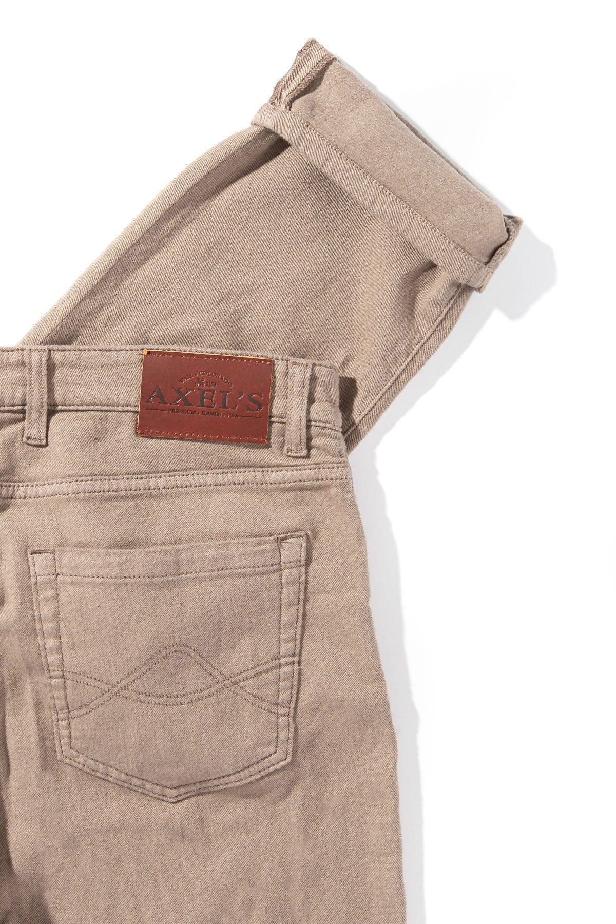 Axel's Premium Denim Winslow Cashmere Trouser In Tortora Mens - Pants - 5 Pocket