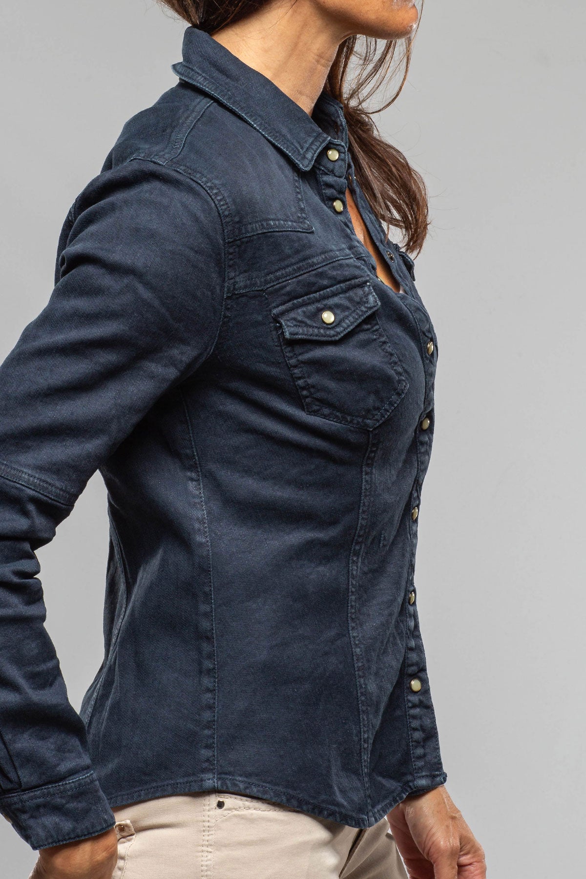 Yarmony Linen-Cotton Snap Shirt In Blu Di Prussia - AXEL'S