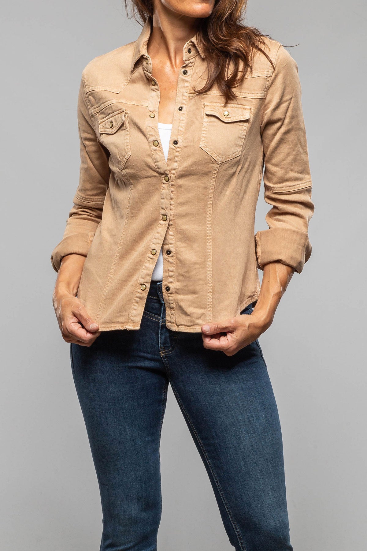 Yarmony Linen-Cotton Snap Shirt In Canella - AXEL'S