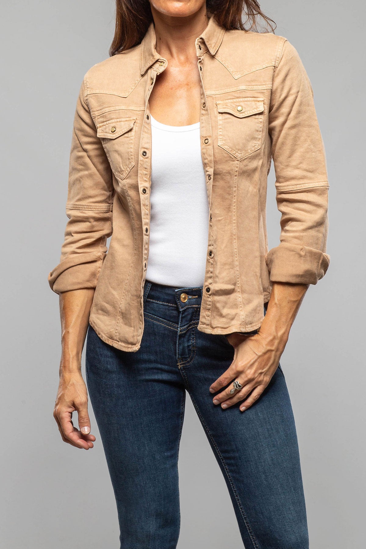 Yarmony Linen-Cotton Snap Shirt In Canella - AXEL'S