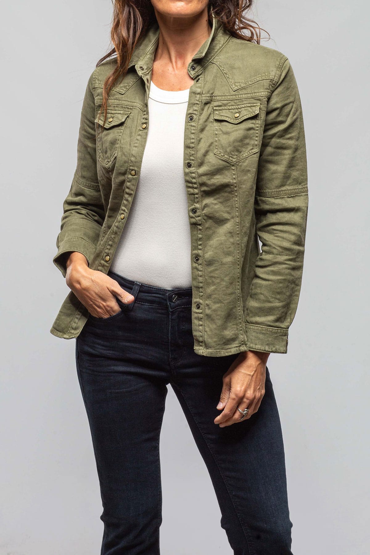 Yarmony Linen-Cotton Snap Shirt In Juniper - AXEL'S