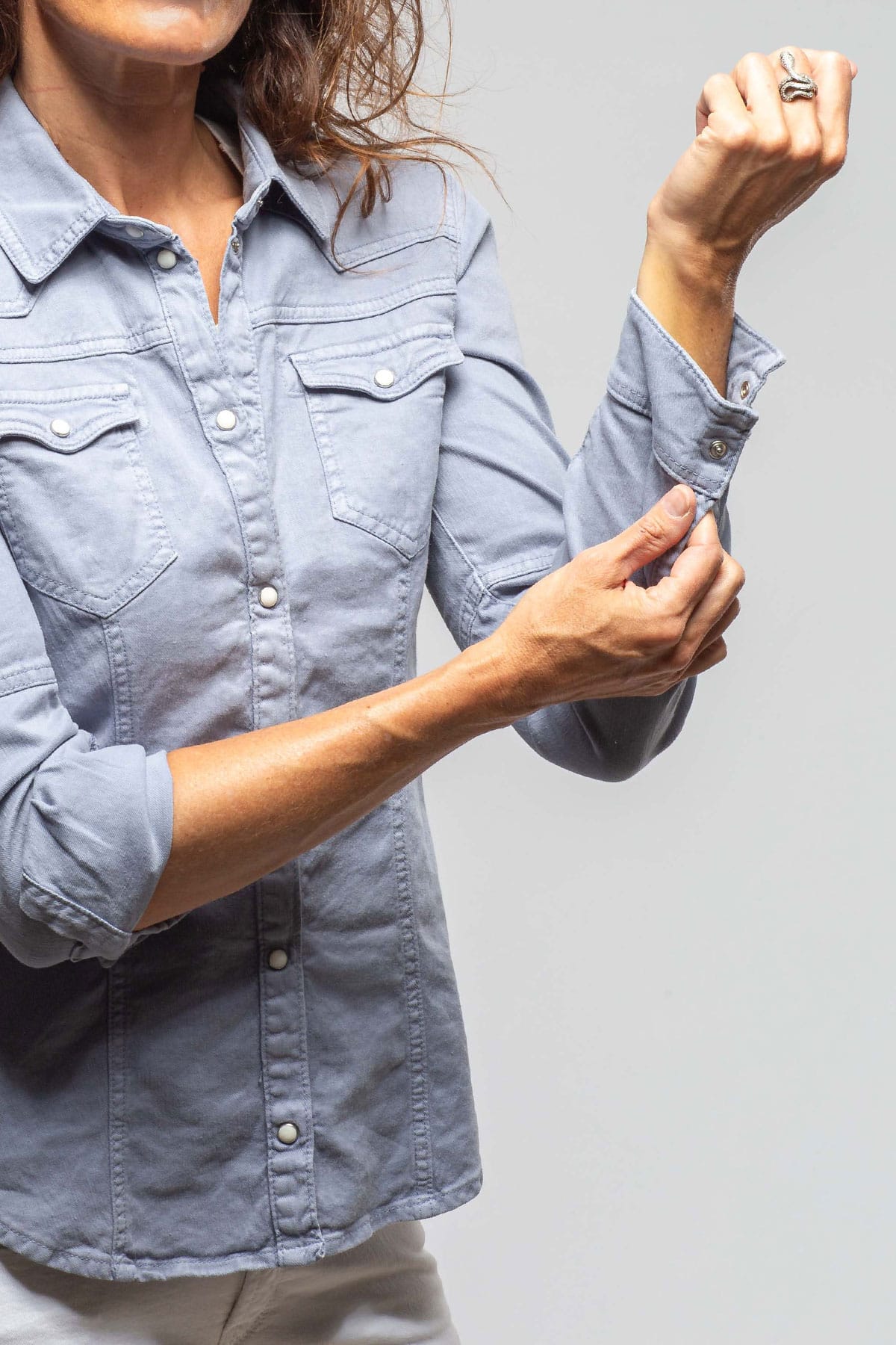 Yarmony Linen-Cotton Snap Shirt In Lavender - AXEL'S