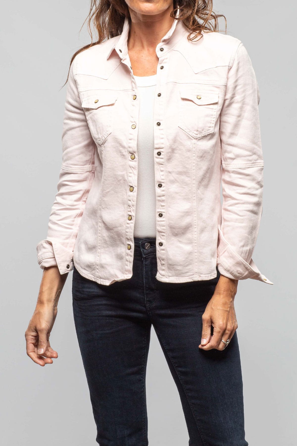 Yarmony Linen-Cotton Snap Shirt In Lotus Pink - AXEL'S