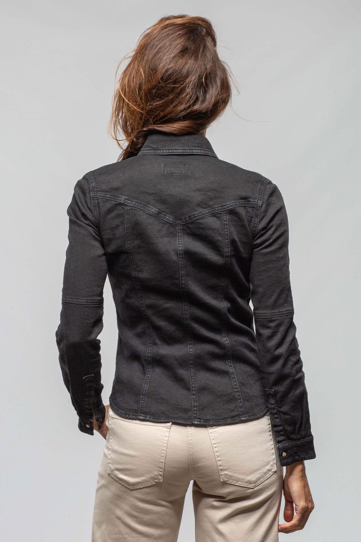 Yarmony Linen-Cotton Snap Shirt In Nero - AXEL'S