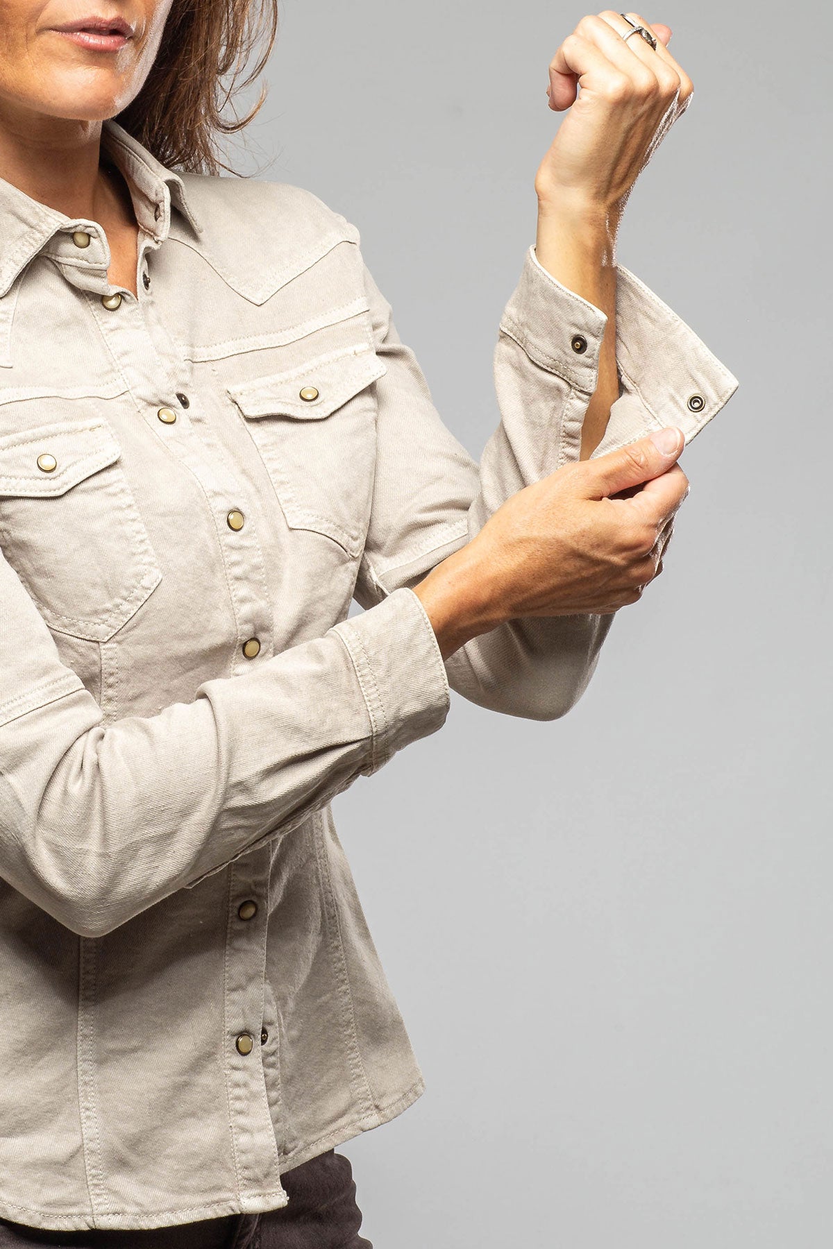 Yarmony Linen-Cotton Snap Shirt In Sasso - AXEL'S