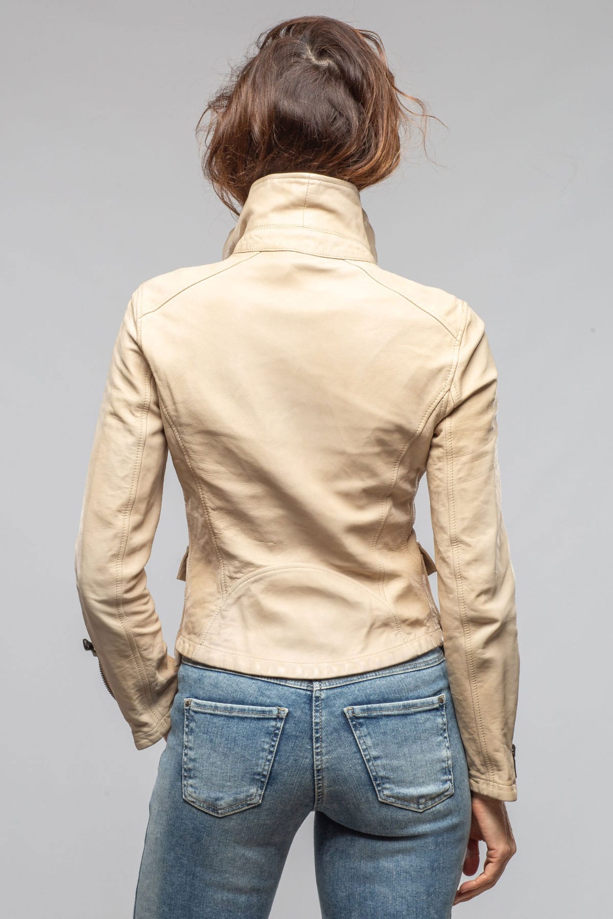 Cleo Side Zip Moto Jacket In Ivory - AXEL'S