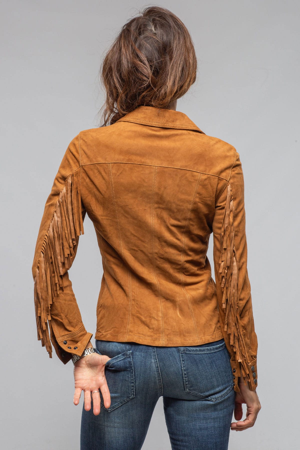 Leanne Suede Snap Shirt In Tobacco - AXEL'S