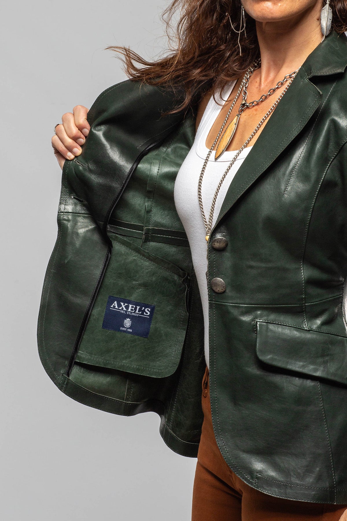 Axel's Renegade by Garrett Lucia Leather Blazer In Charred Bottle Ladies - Outerwear - Leather