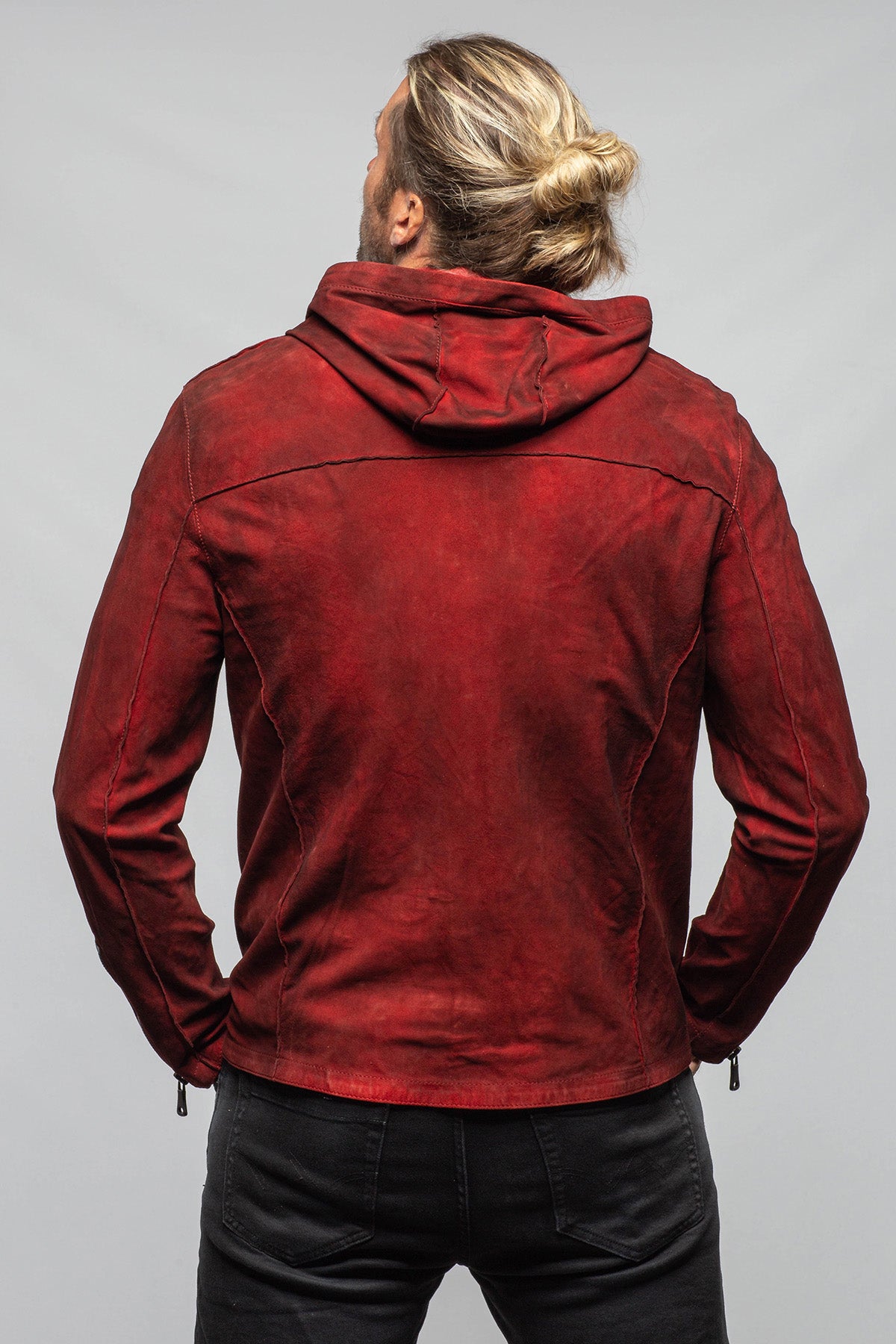 Axel's Renegade by Garrett Ozzy Hooded Moto In Burgundy Mens - Outerwear - Leather