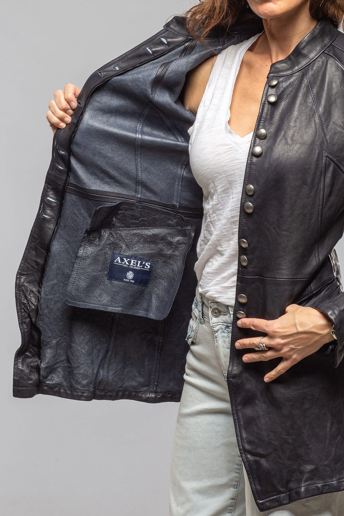 Priscilla Long Jacket In Navy - AXEL'S