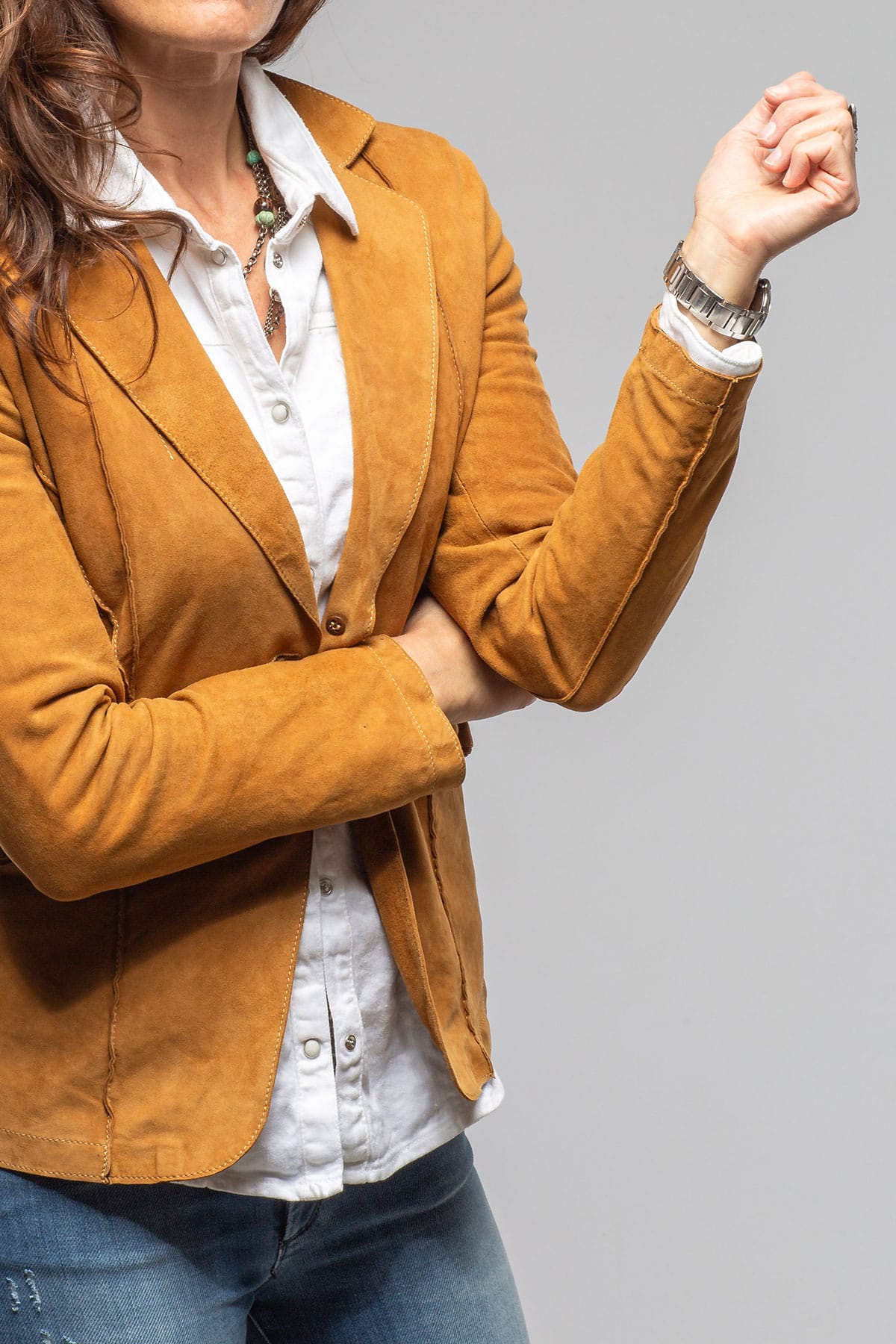 Samantha Lamb Suede Blazer In Whisky - AXEL'S