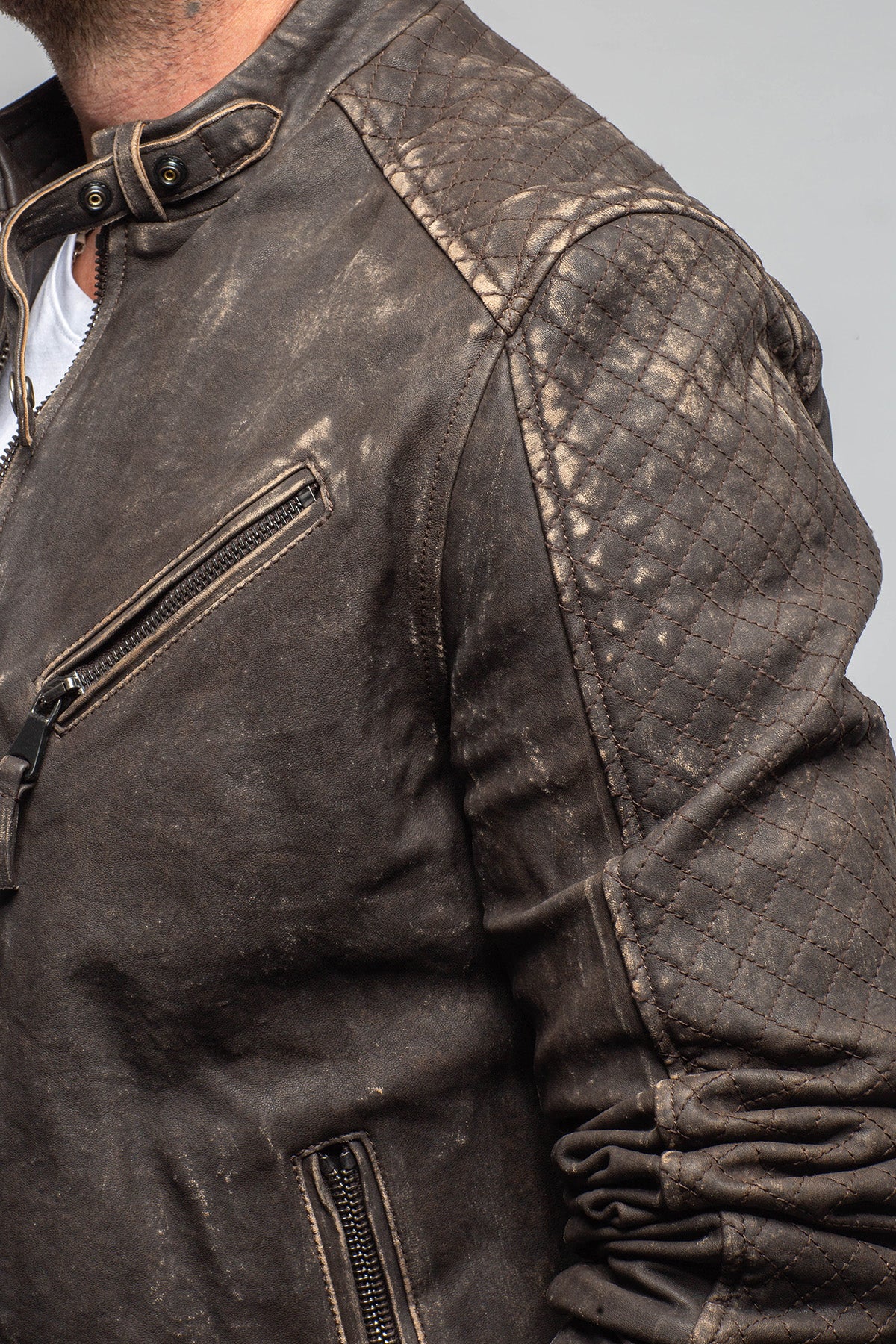 Axel's Renegade by Garrett Shuemacker Moto Jacket In Vintage Moro Mens - Outerwear - Leather
