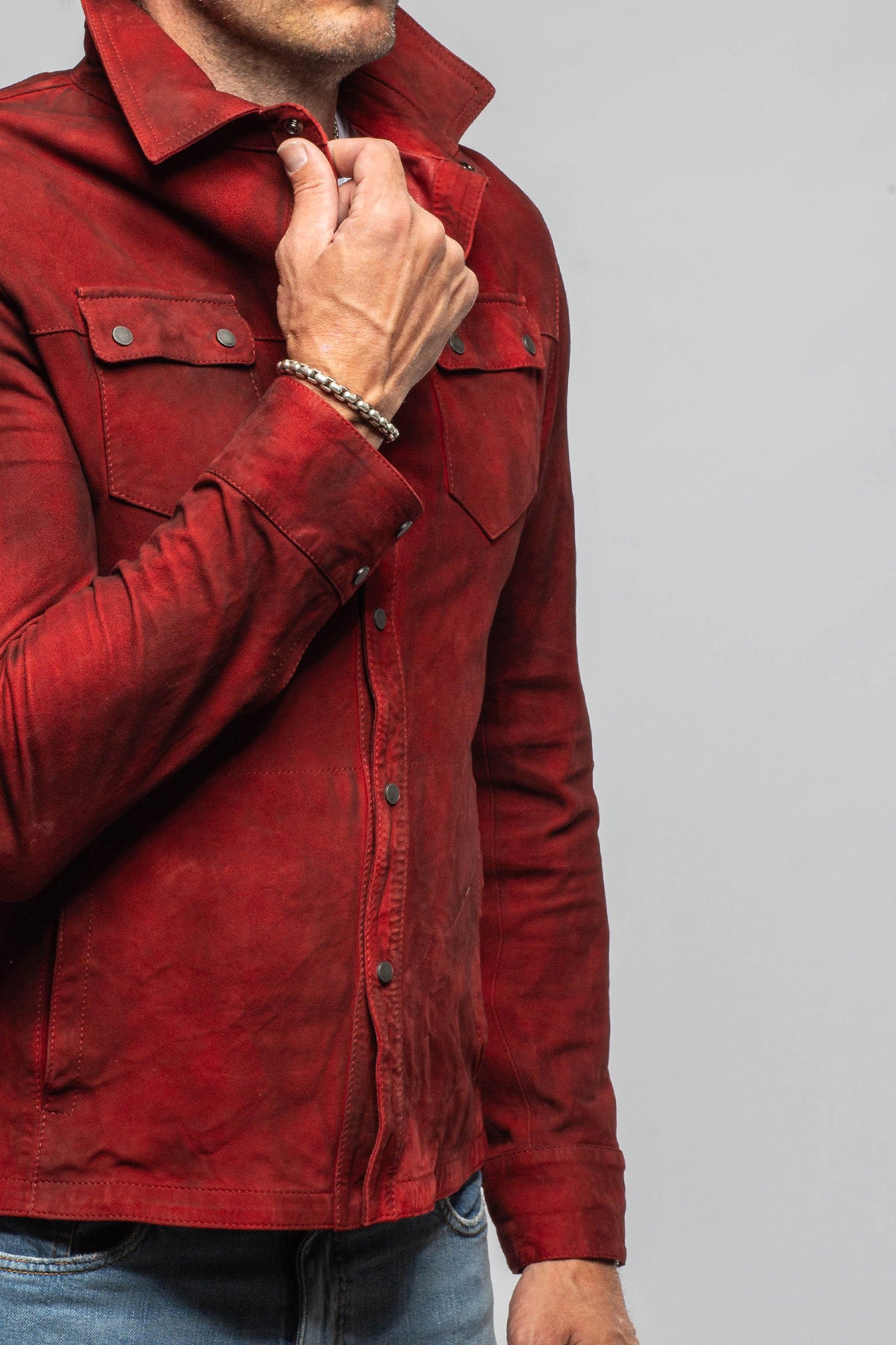 Axel's Renegade by Garrett Tame Shirt Jacket In Burgundy Mens - Outerwear - Leather