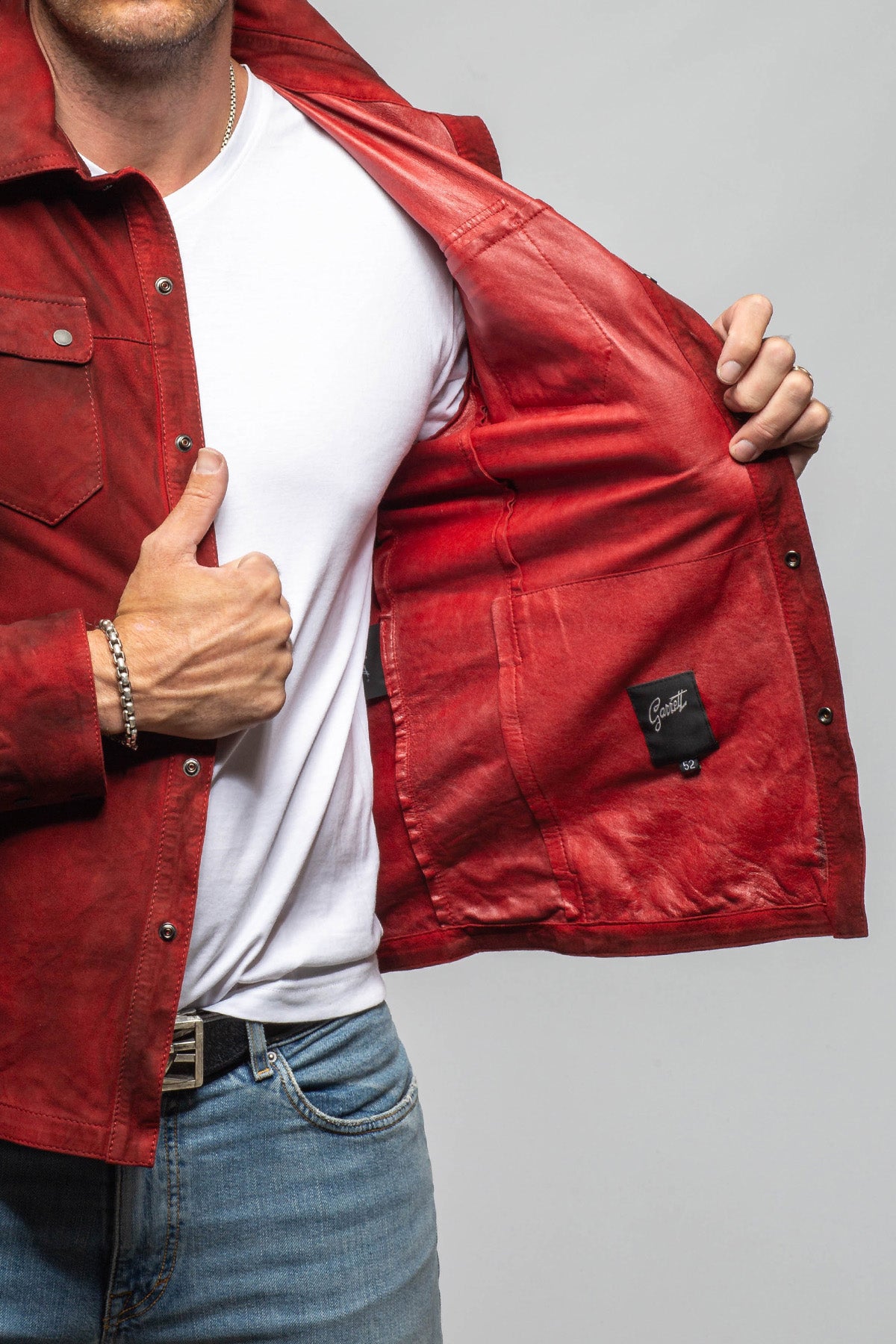 Axel's Renegade by Garrett Tame Shirt Jacket In Burgundy Mens - Outerwear - Leather