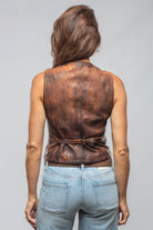 Mavi Leather Zipper Vest In Cognac - AXEL'S