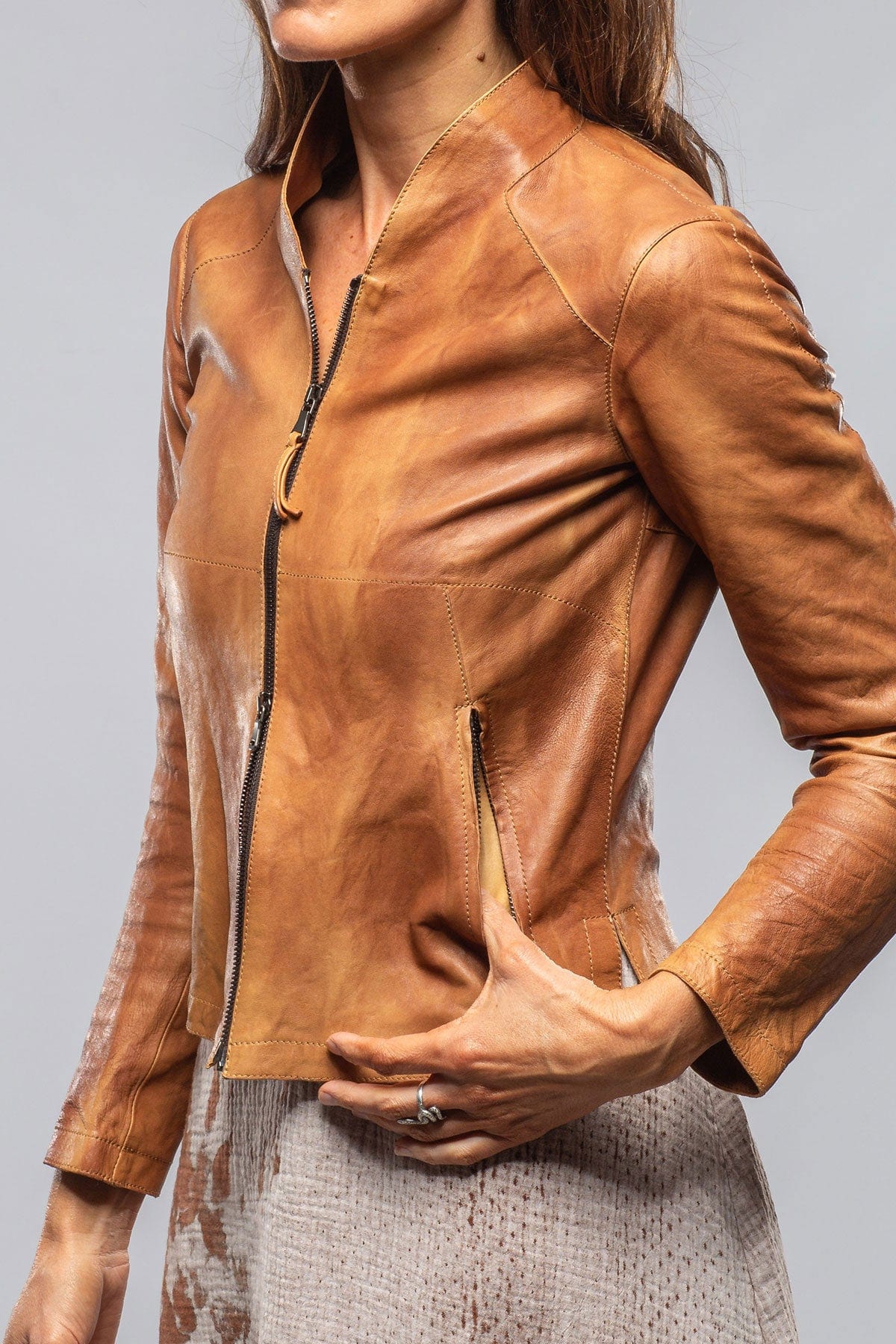 Mesquite Leather Moto In Cognac - AXEL'S