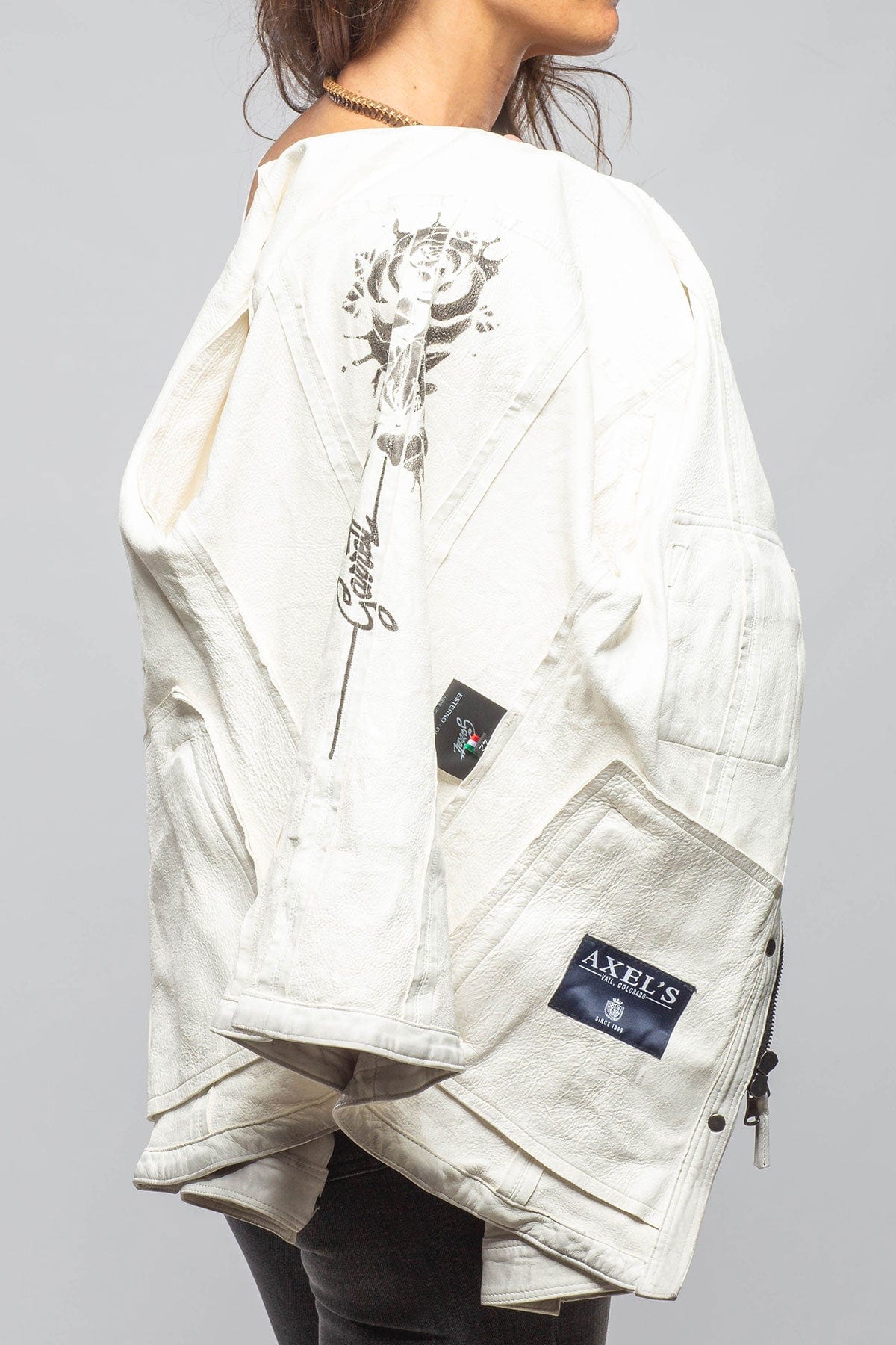 Niki Lambskin Leather Shirt In Plaster White - AXEL'S