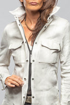 Niki Lambskin Leather Shirt In Plaster White - AXEL'S