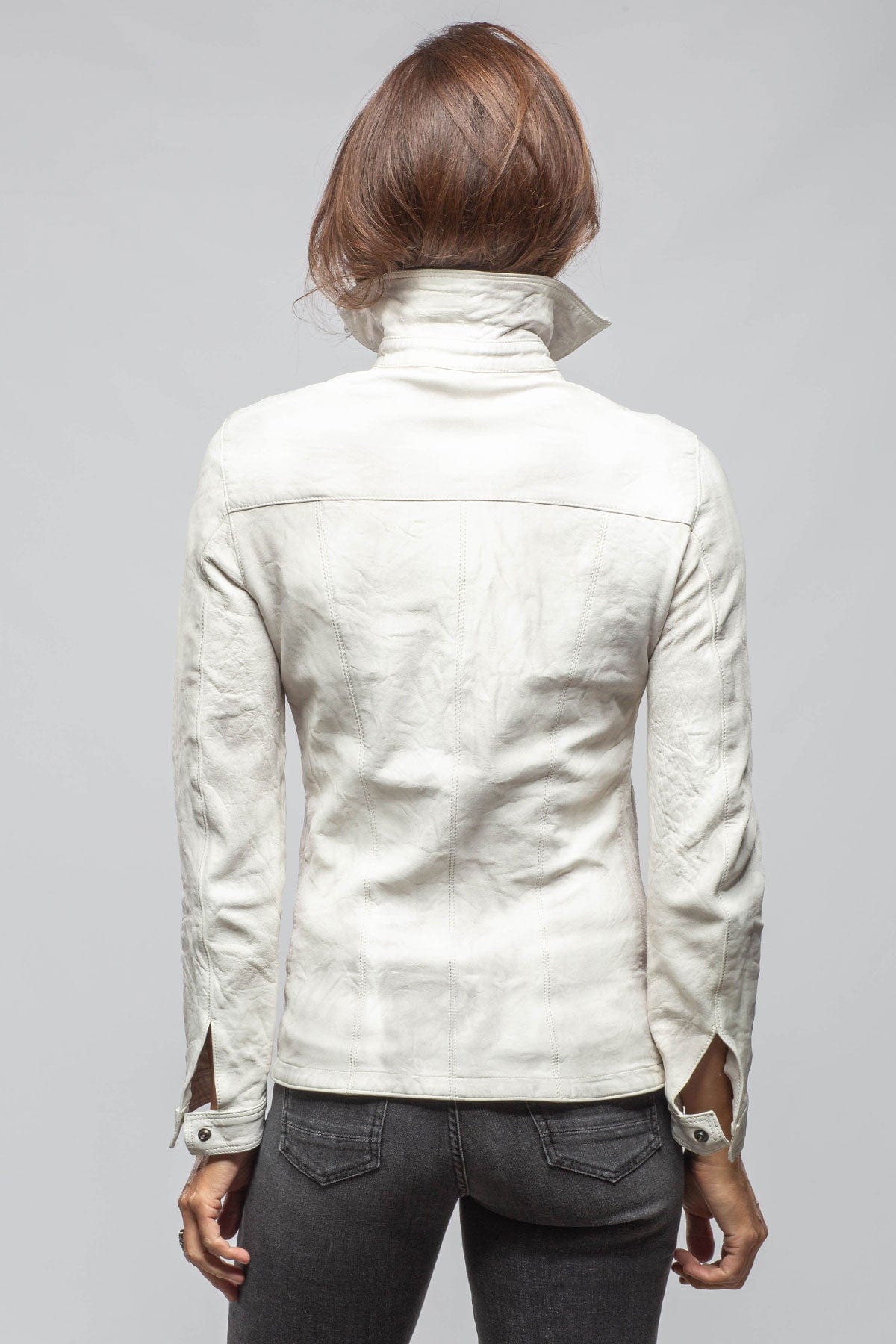 Niki Lambskin Leather Shirt In Plaster White - AXEL'S