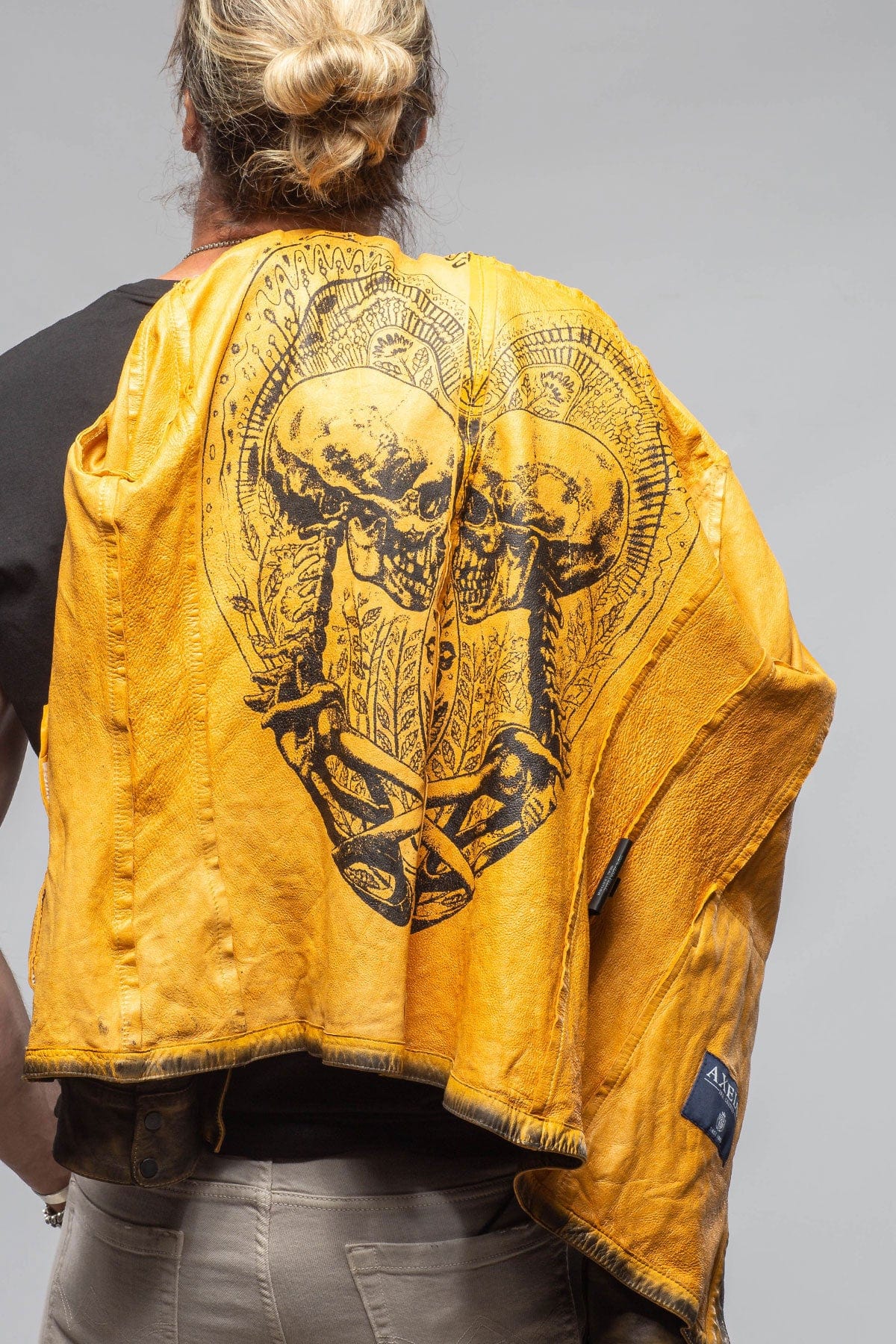 Railroad Rustic Leather Shirt Jacket In Distressed Yellow - AXEL'S