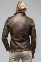Railroad Rustic Leather Shirt Jacket In Distressed Yellow - AXEL'S