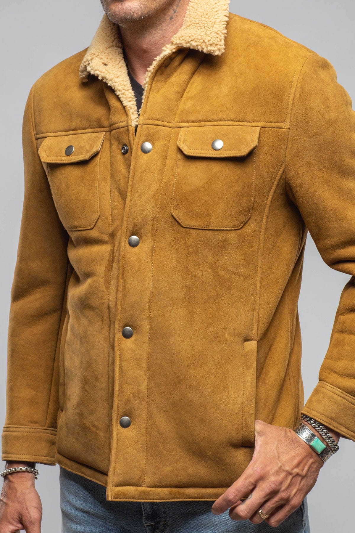 Retro Shearling Shirt In Vintage Honey - AXEL'S