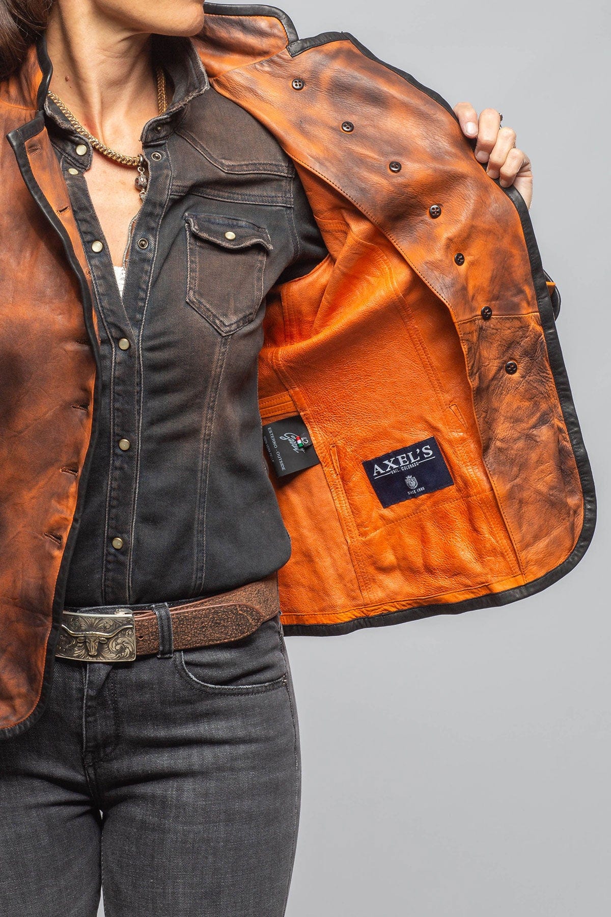 Sarge Washed Lambskin Jacket In Charred Squash - AXEL'S