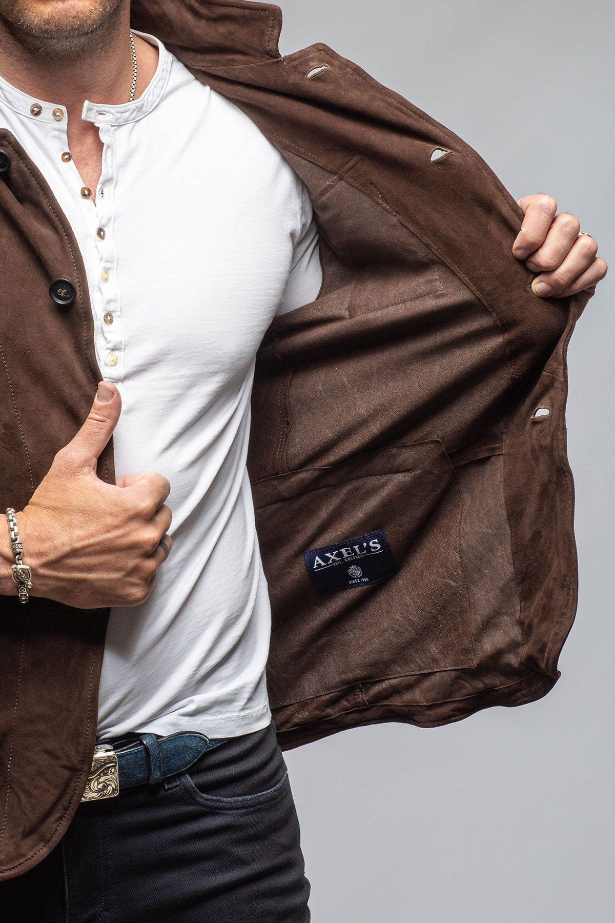 Suede 4 Pocket Jacket In Chocolate - AXEL'S
