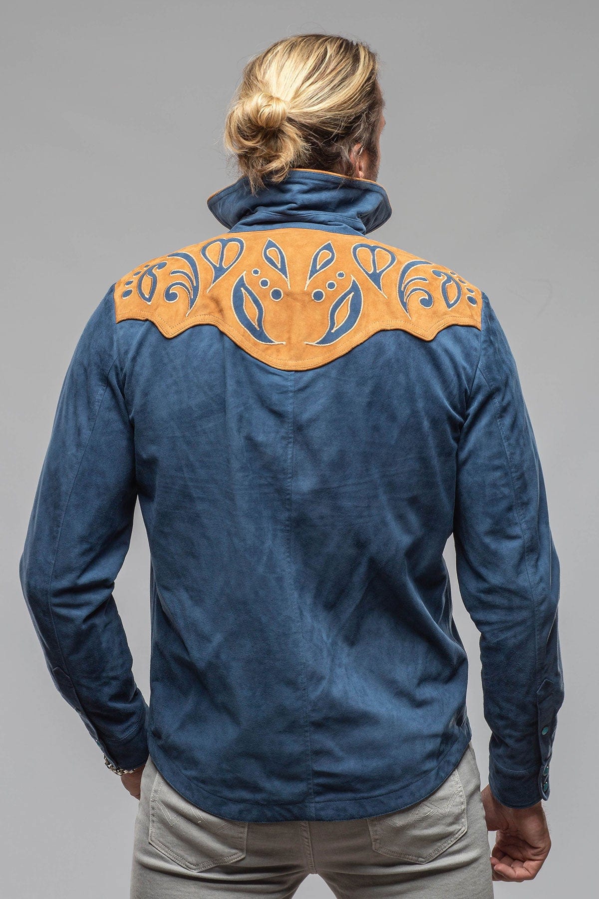 Corzo Western Suede Overshirt In Blue - AXEL'S